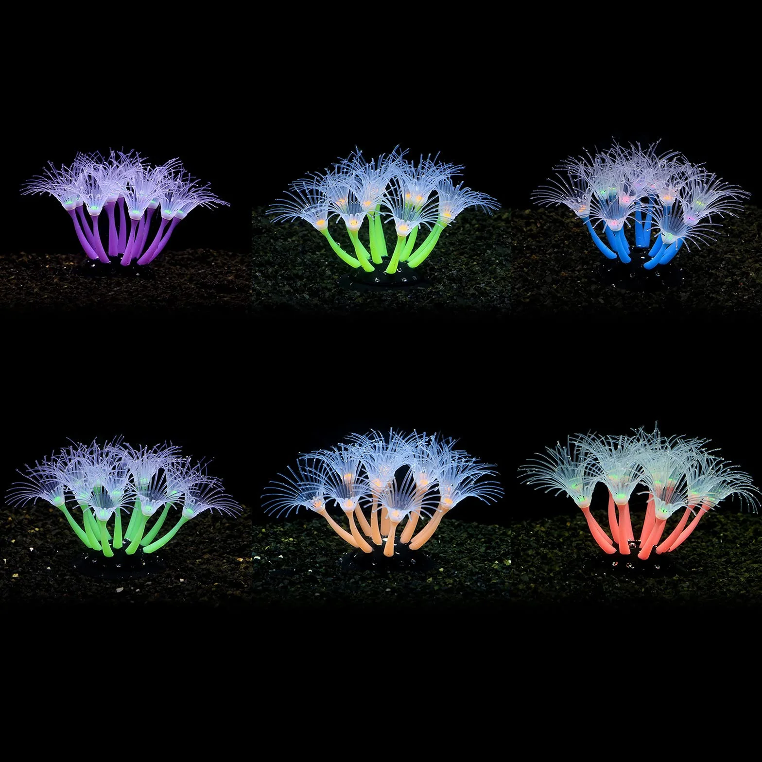 Corail artificiel lumineux en silicone pour aquarium, phosphorescent