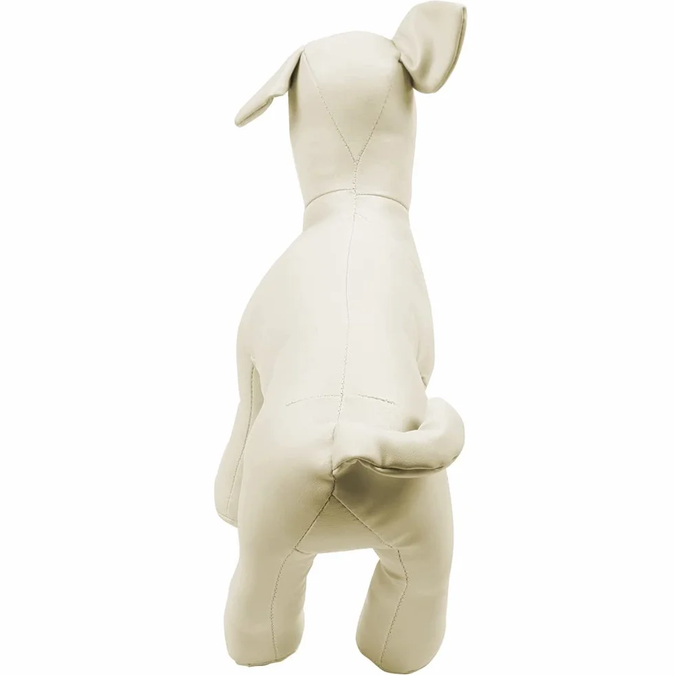 Mannequin chien cuir debout blanc S affichage magasin