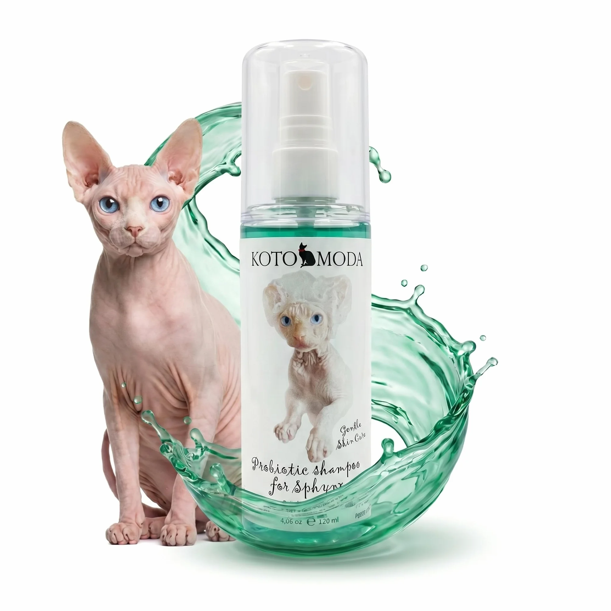 Shampooing Probiotique pour Chats Sphynx 120 ml Nettoyant Doux pH équilibré Peaux Sensibles