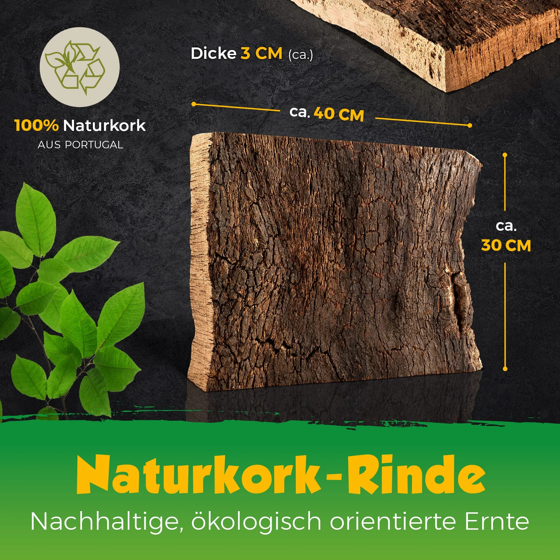 Plaque en liège naturel de chêne 30x40x3 cm non traité pour terrarium rongeurs oiseaux
