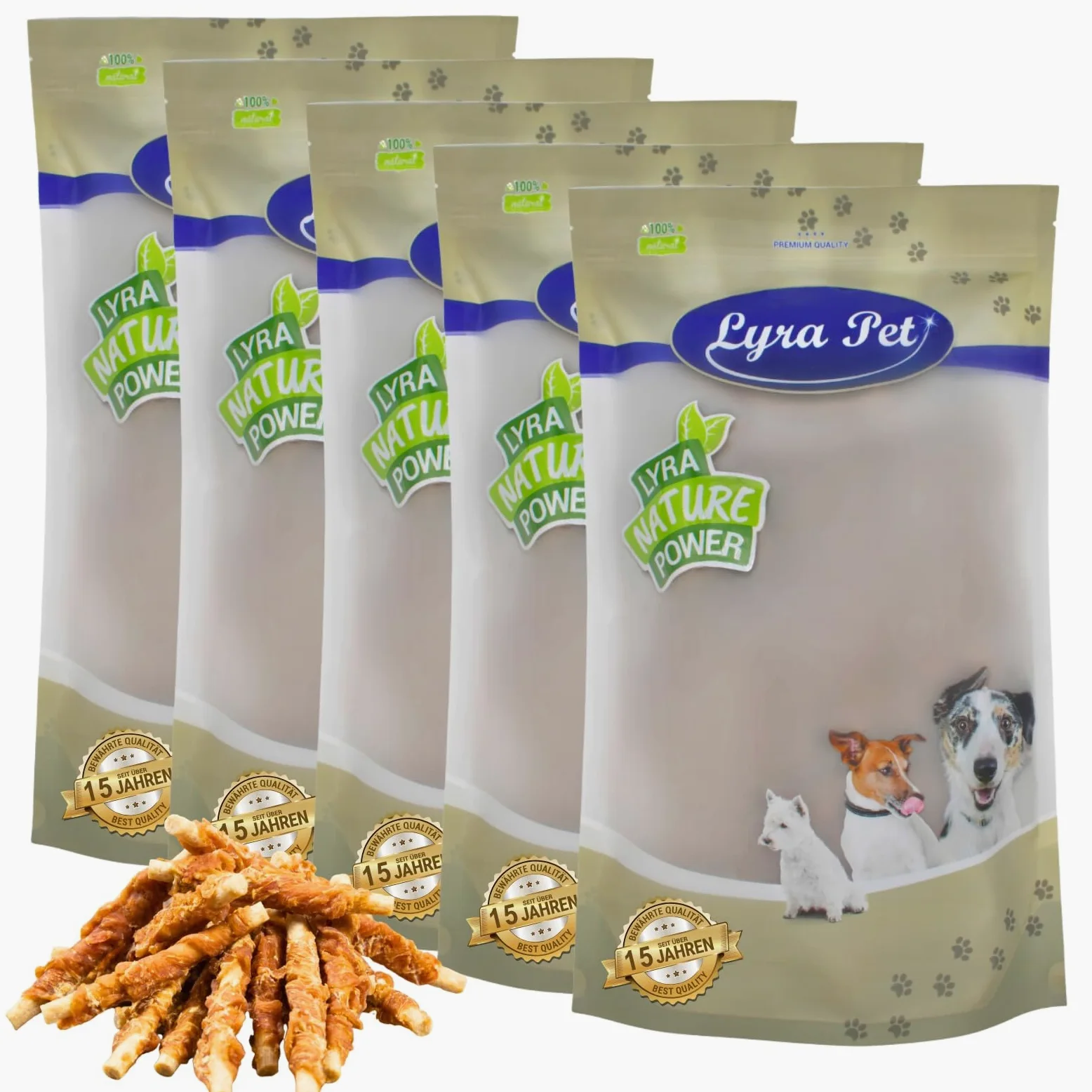 Lyra Pet® 5 kg bâtonnets à mâcher au Blanc de Poulet friandise pour Chiens | Friandise pour chiens – peau de bœuf & poulet – riche en protéines – faible en matières grasses et facile à digérer
