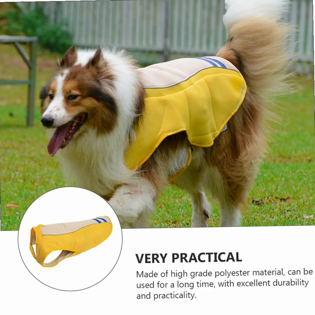 Gilet Rafraîchissant et Prévenant Le Coup de Chaleur pour Chien Jaune en Polyester Confortable et Fêtes du Weekend pour Parades D'été