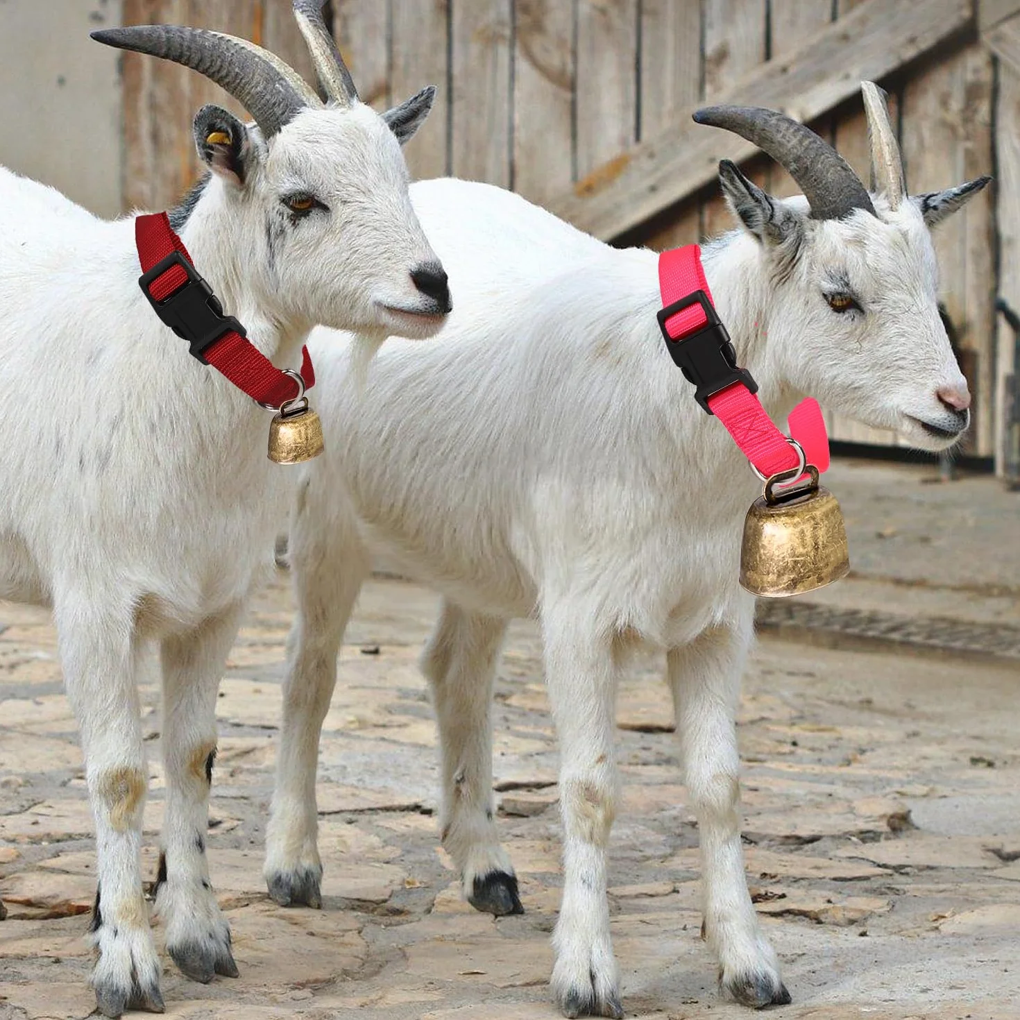 Lot de 5 colliers de chèvre avec clochettes réglables multicolores pour petits animaux de ferme 40-55 cm