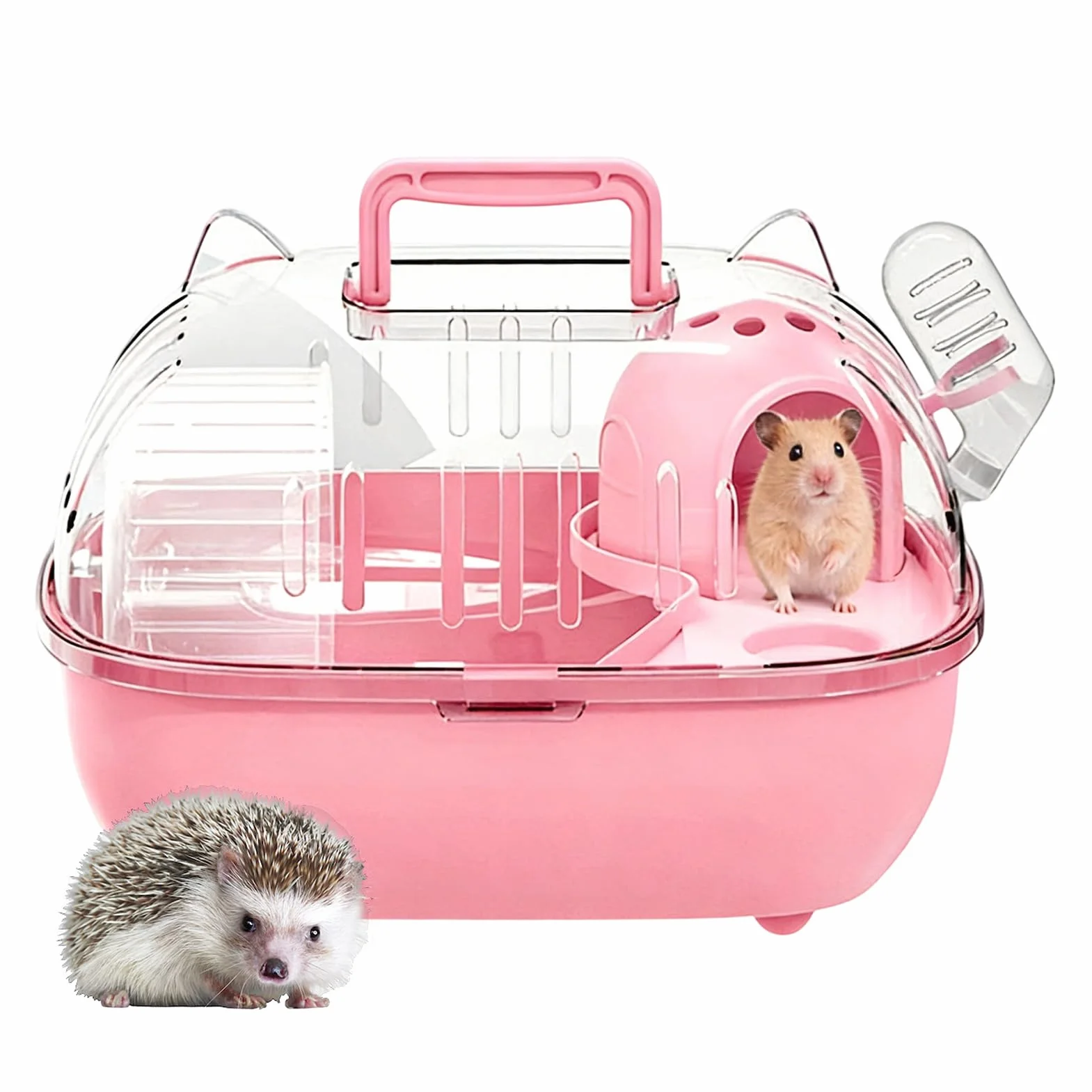 Transporteur pour Hamster 27.5x22x20cm Cage de Transport pour Petits Animaux avec Toit Transparent