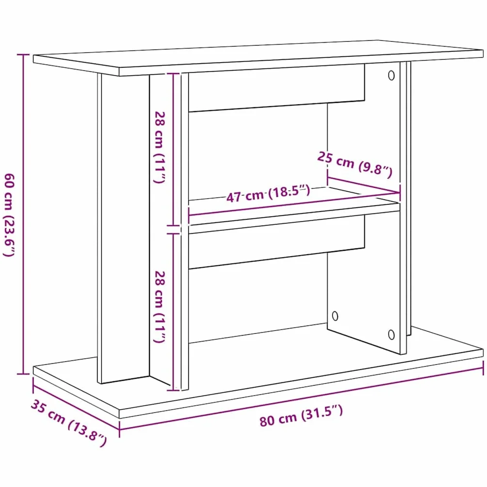 Support pour aquarium noir 80x35x60 cm bois d'ingénierie