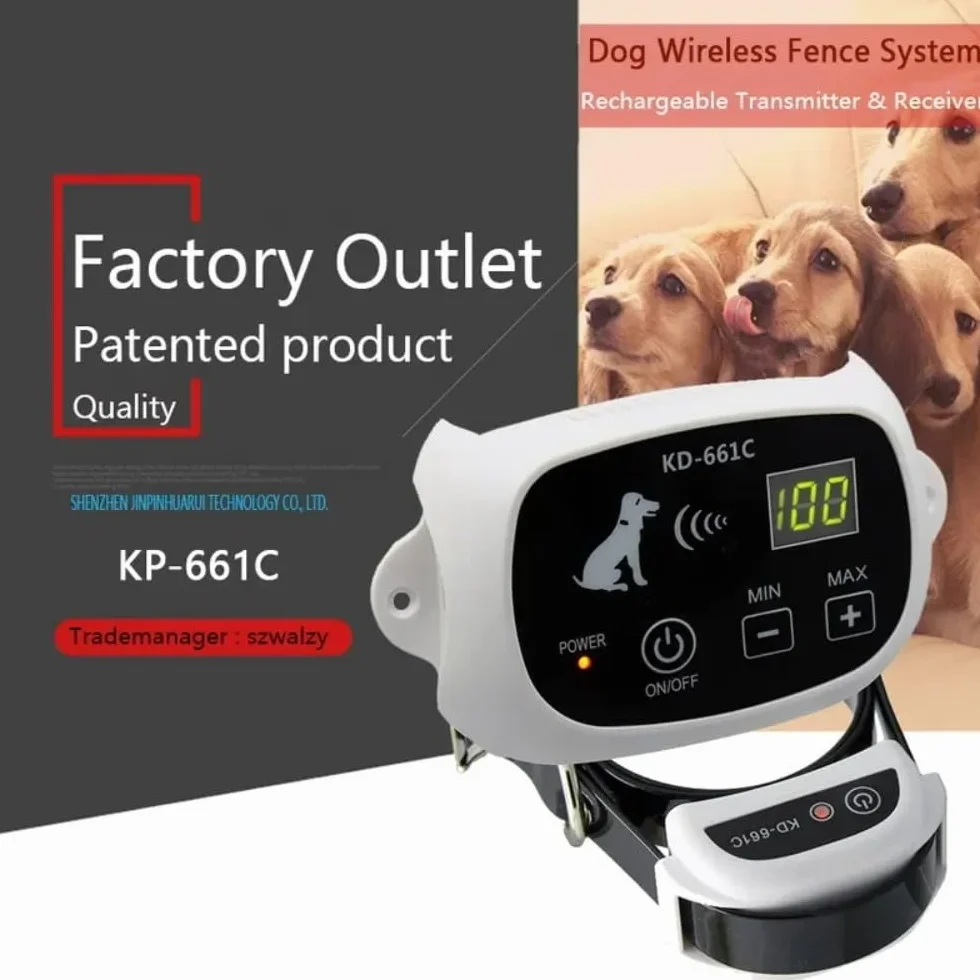 Système de clôture électronique sans fil pour chien, émetteur et récepteur rechargeables 661C-G-1