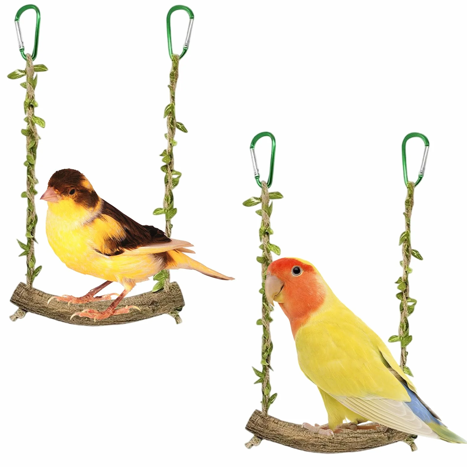 Perchoir Perroquet Balançoire Oiseaux Jouet Perruche Accessoires Cage Oiseaux Petite Moyenne Taille 2 Pièces