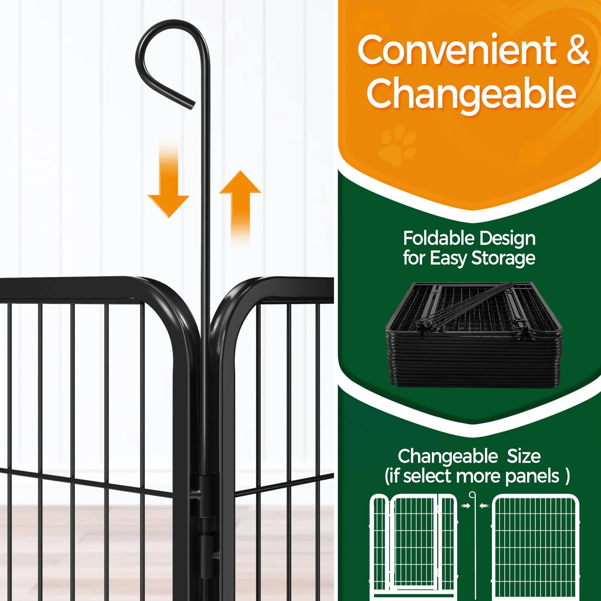 Abician Parc pour Chien en Métal 16 Panneaux 80 cm Enclos Intérieur Extérieur