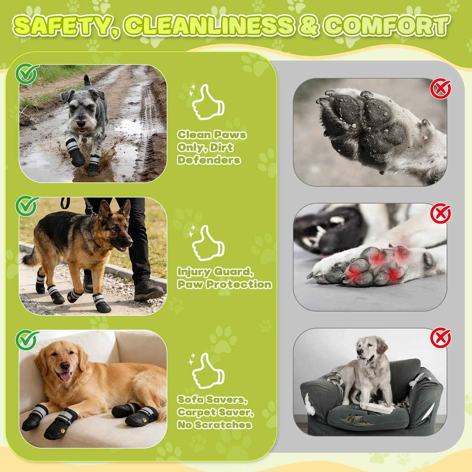 Chaussures de Chien Imperméables avec Sangles Réfléchissantes et Semelle Antidérapante pour Moyen Grand Chien (5#)