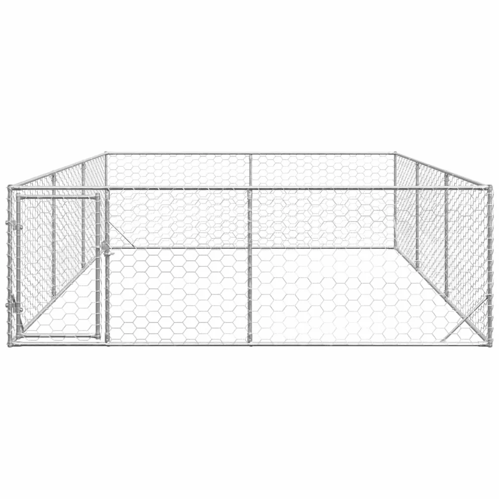 vidaXL Niche d'extérieur pour Chien avec Porte, Acier galvanisé, 3 x 4 x 1 m