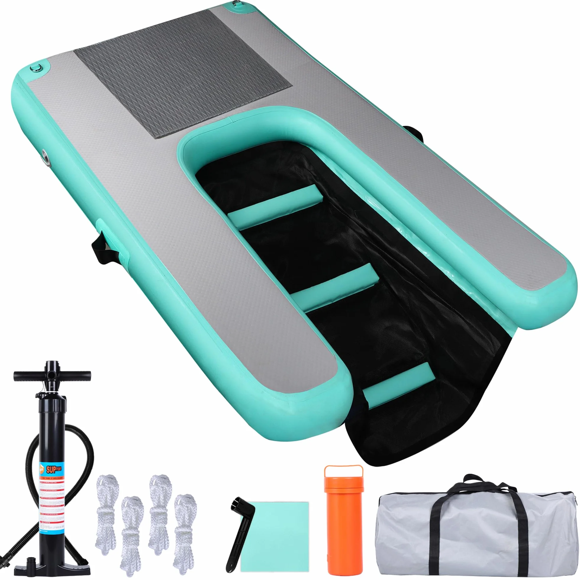 Rampe d'eau gonflable pour chiens, vert menthe, portable et durable