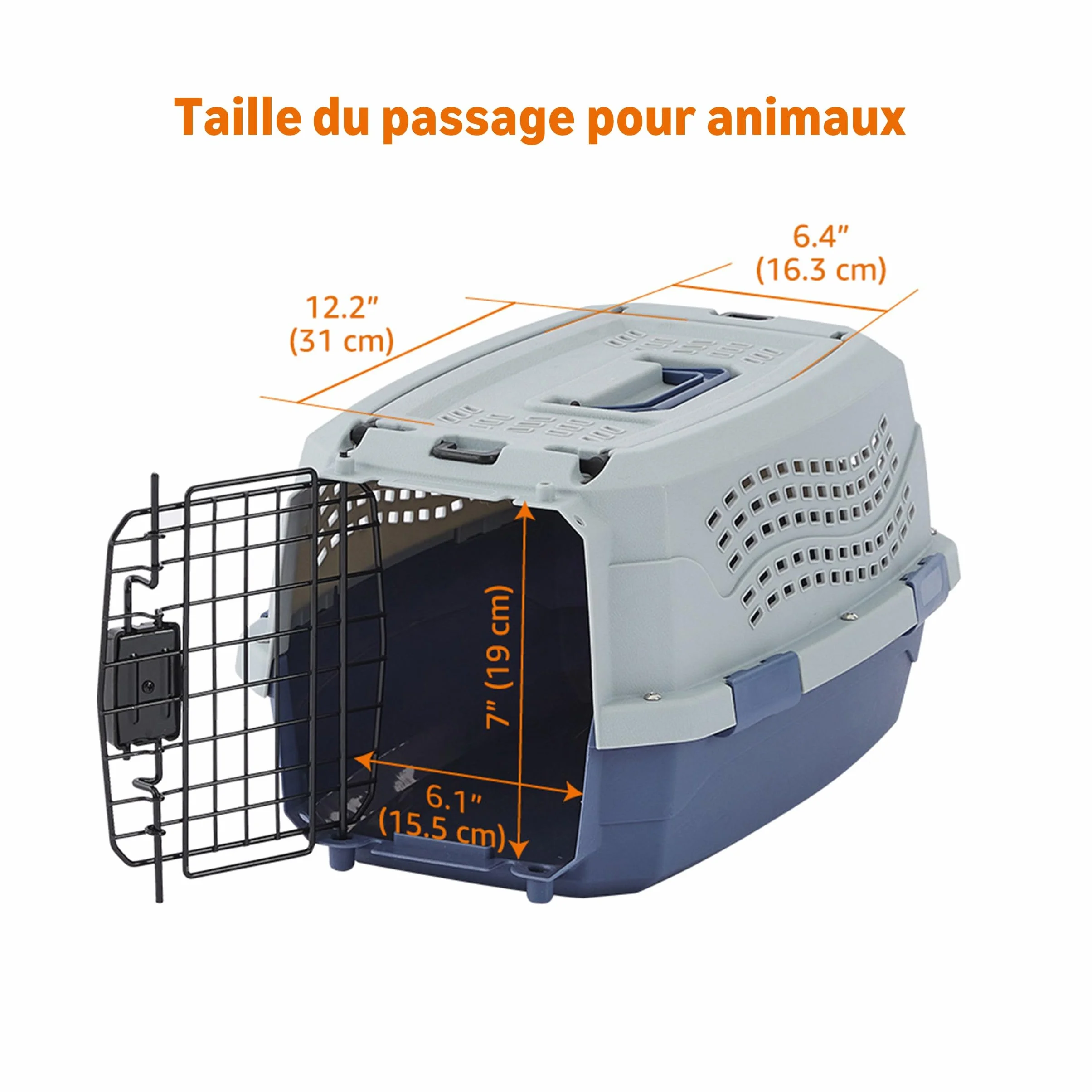 Amazon Basics Caisse de transport pour Chat 2 portes Bleu L 48 x 32 x 25 cm