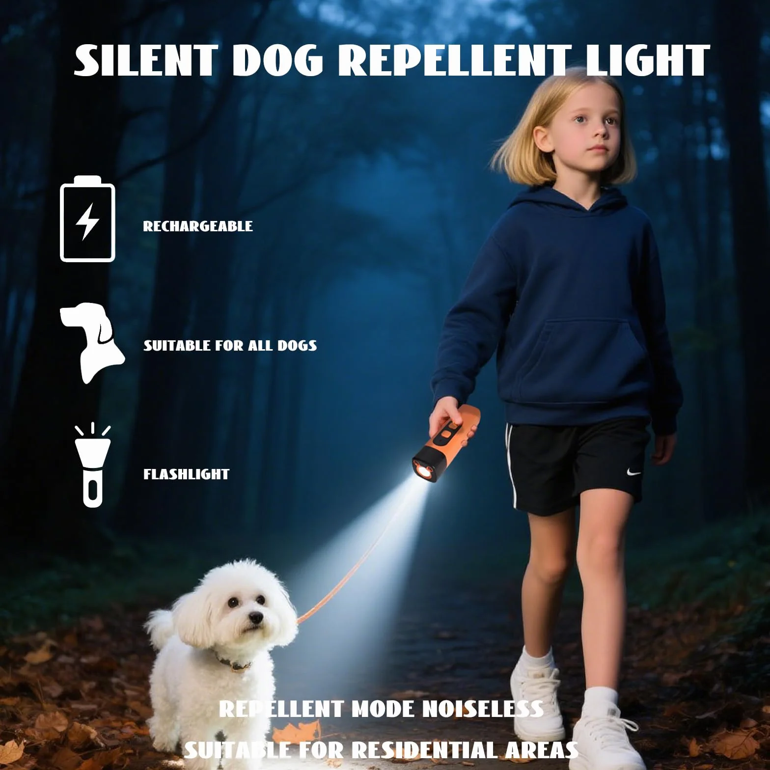 Anti Aboiement Chien Ultrason Puissant avec Lampe LED pour Petit Grand Chien