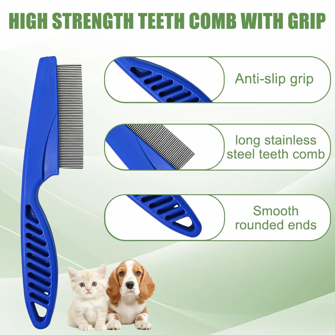 WeddHuis Peigne anti puces pour chats et chiens avec clip à tique, dents en métal, outil d'épilation multifonctionnel