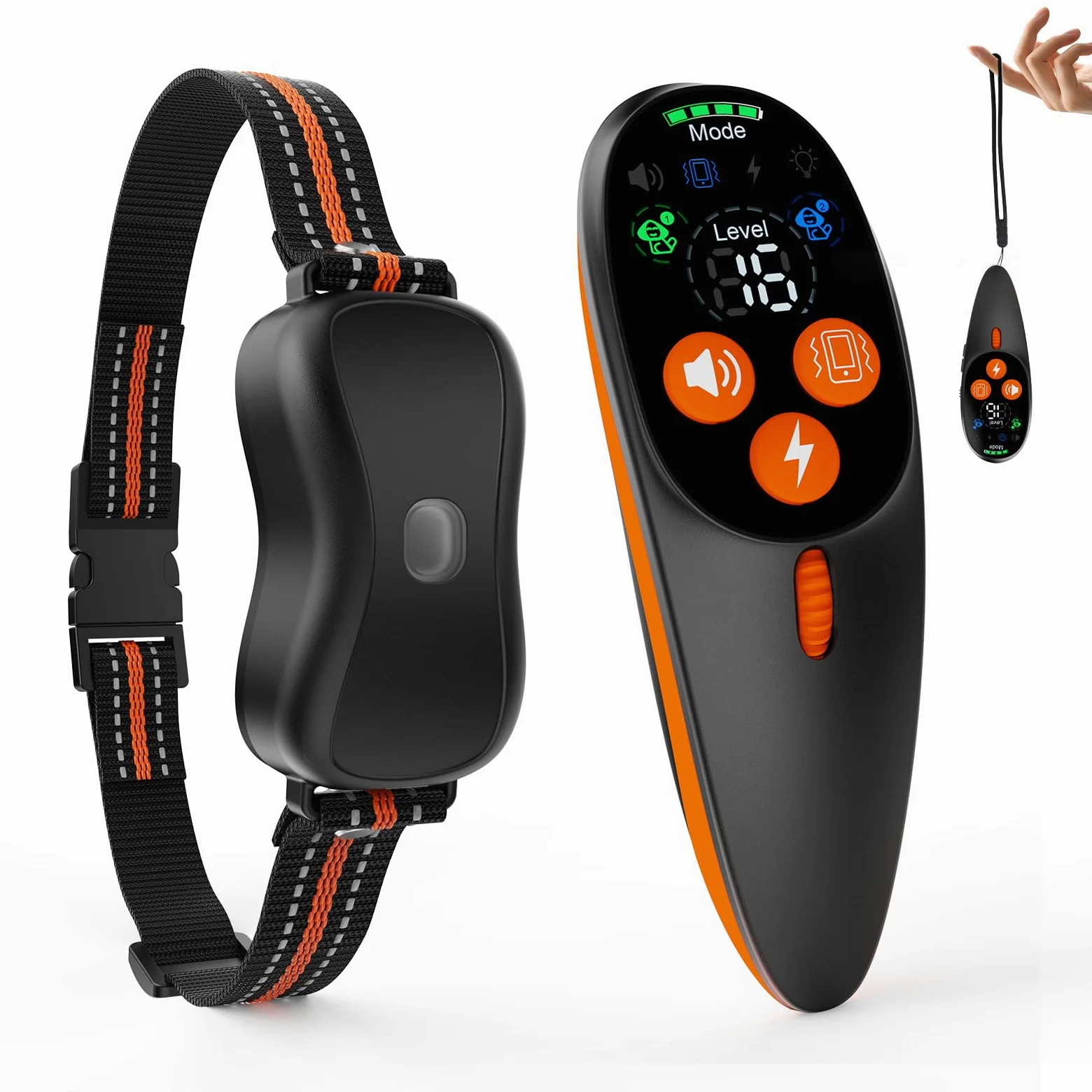 Collier Dressage 3 Modes Choc 1000m IP67 LED Rechargeable | Collier Dressage Chien Télécommande 3 modes (bip/vibration/choc), 1000m, IP67 récepteur, batterie 2h/15-60j, cou 67.5cm, LED