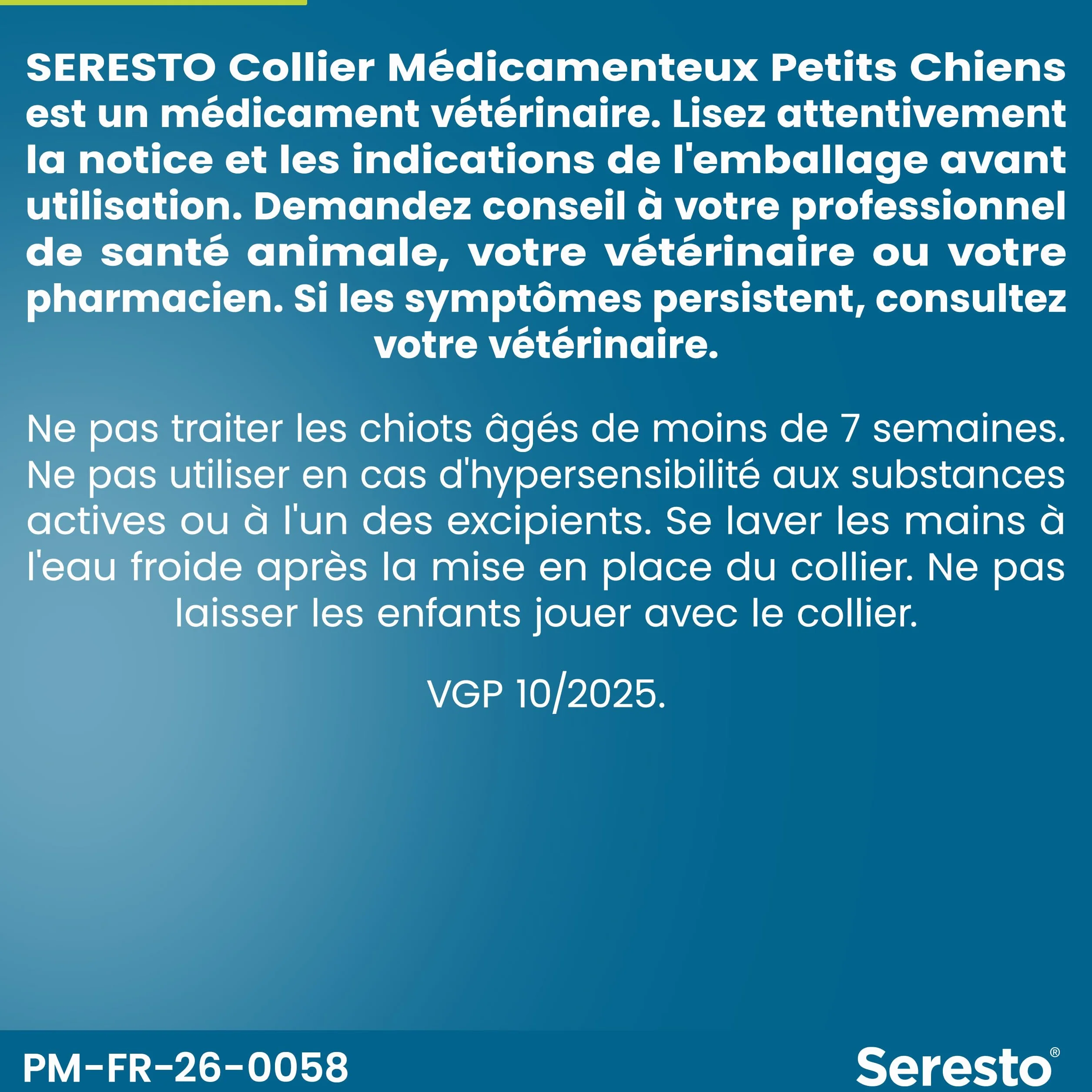 Seresto Collier Petits Chiens 2 Colliers anti puces anti tiques longue durée 7-8 mois Gris