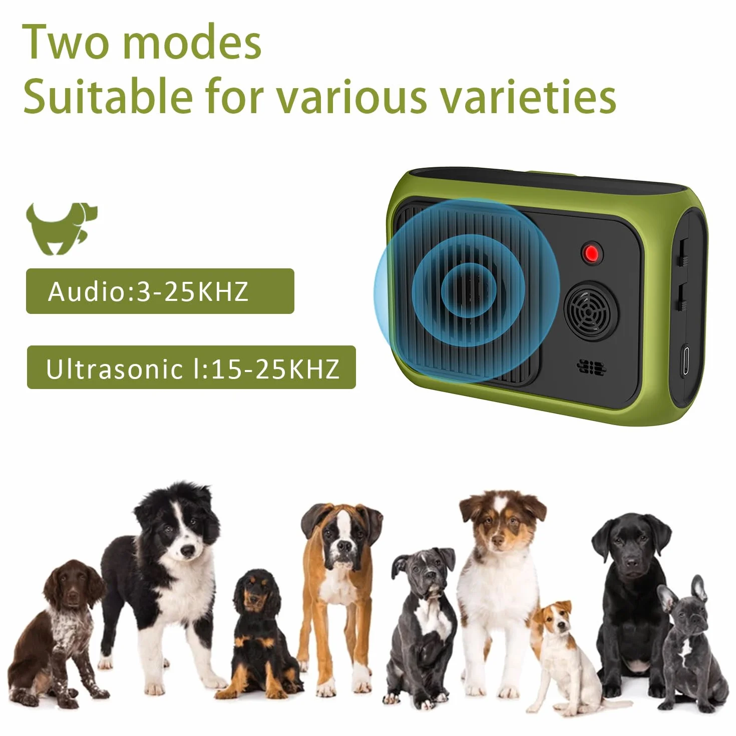 Appareil Anti-aboiement à Ultrasons Rechargeable pour Chiens Petite Moyenne Grand Taille Intérieur Extérieur