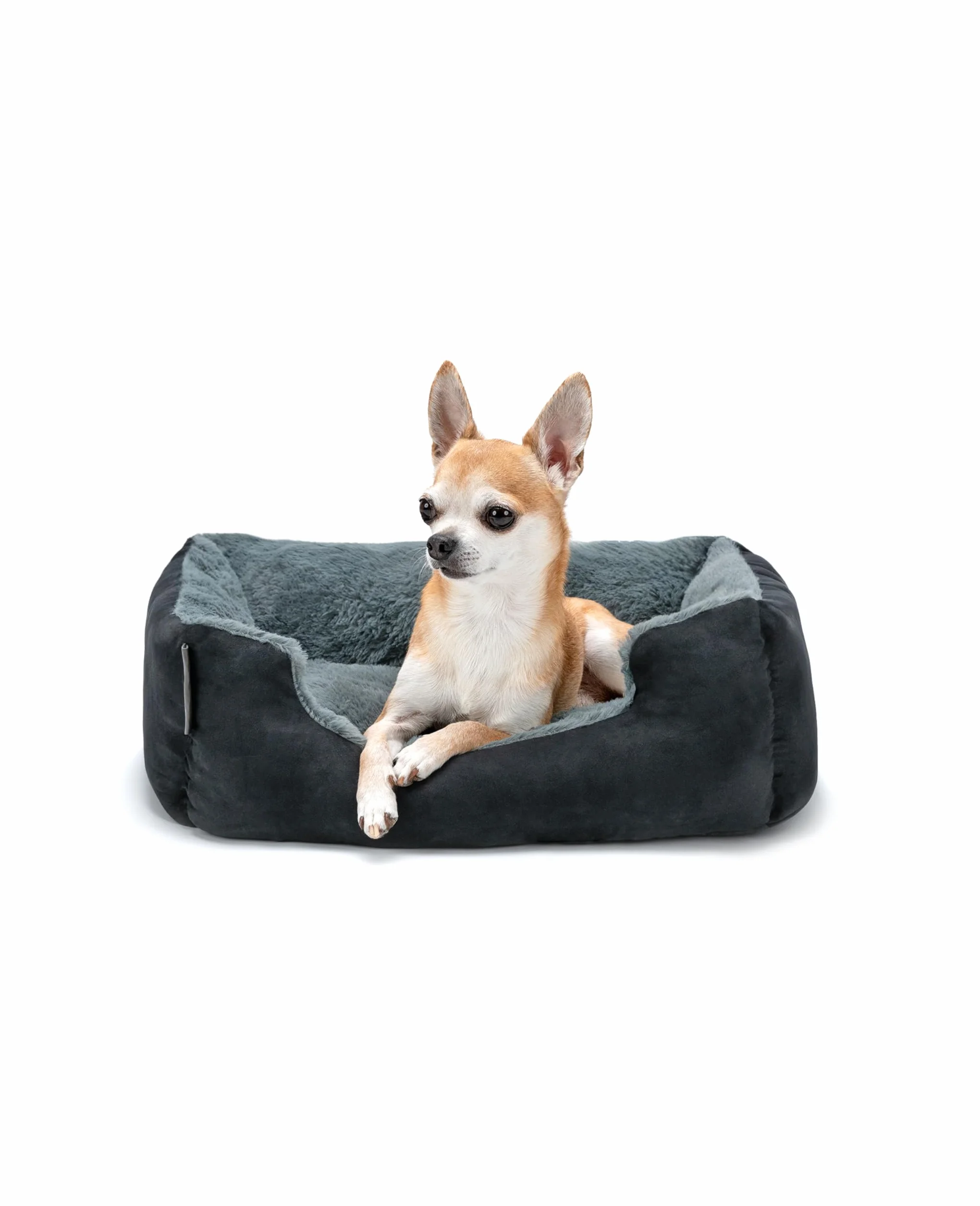 Lionto Lit pour Chien avec Coussin réversible Base antidérapante 50x37 cm Noir/Gris