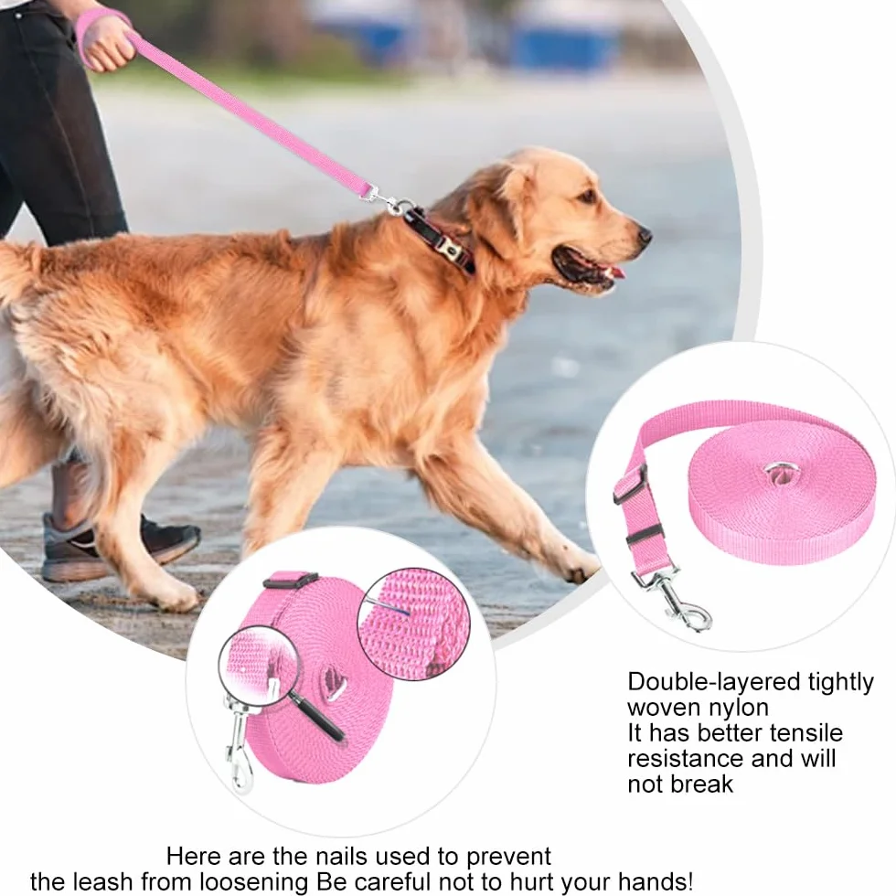 Laisse robuste étanche pour chiens 10 m verrouillage mousqueton