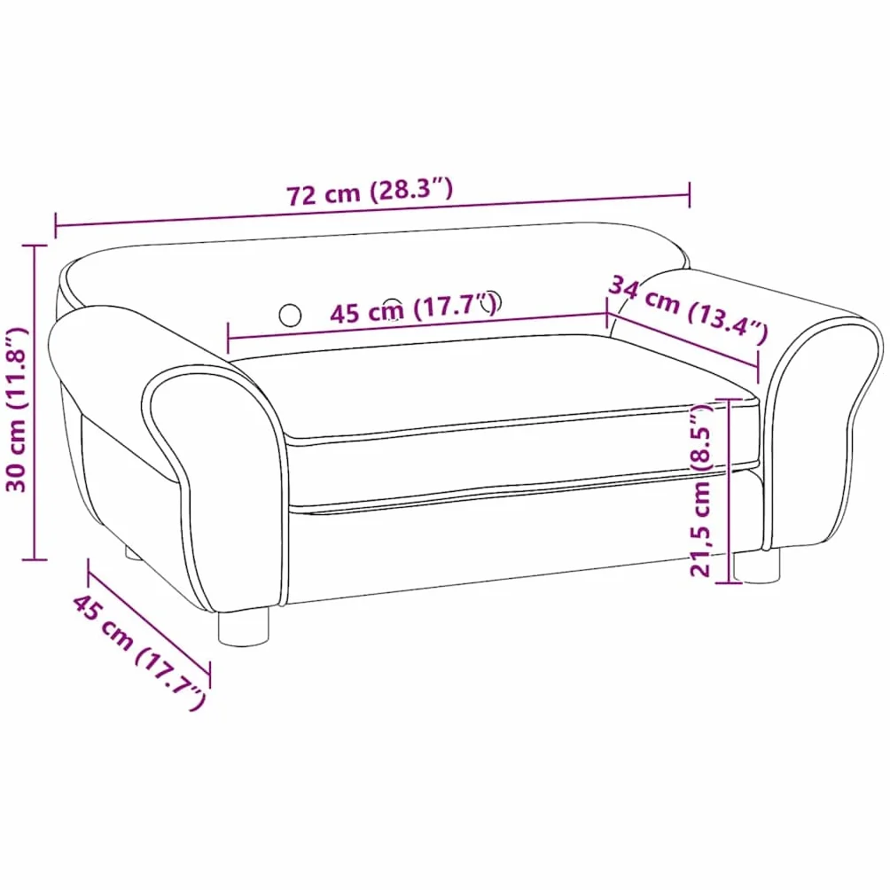 vidaXL Canapé pour Chien Noir 72x45x30 cm Peluche
