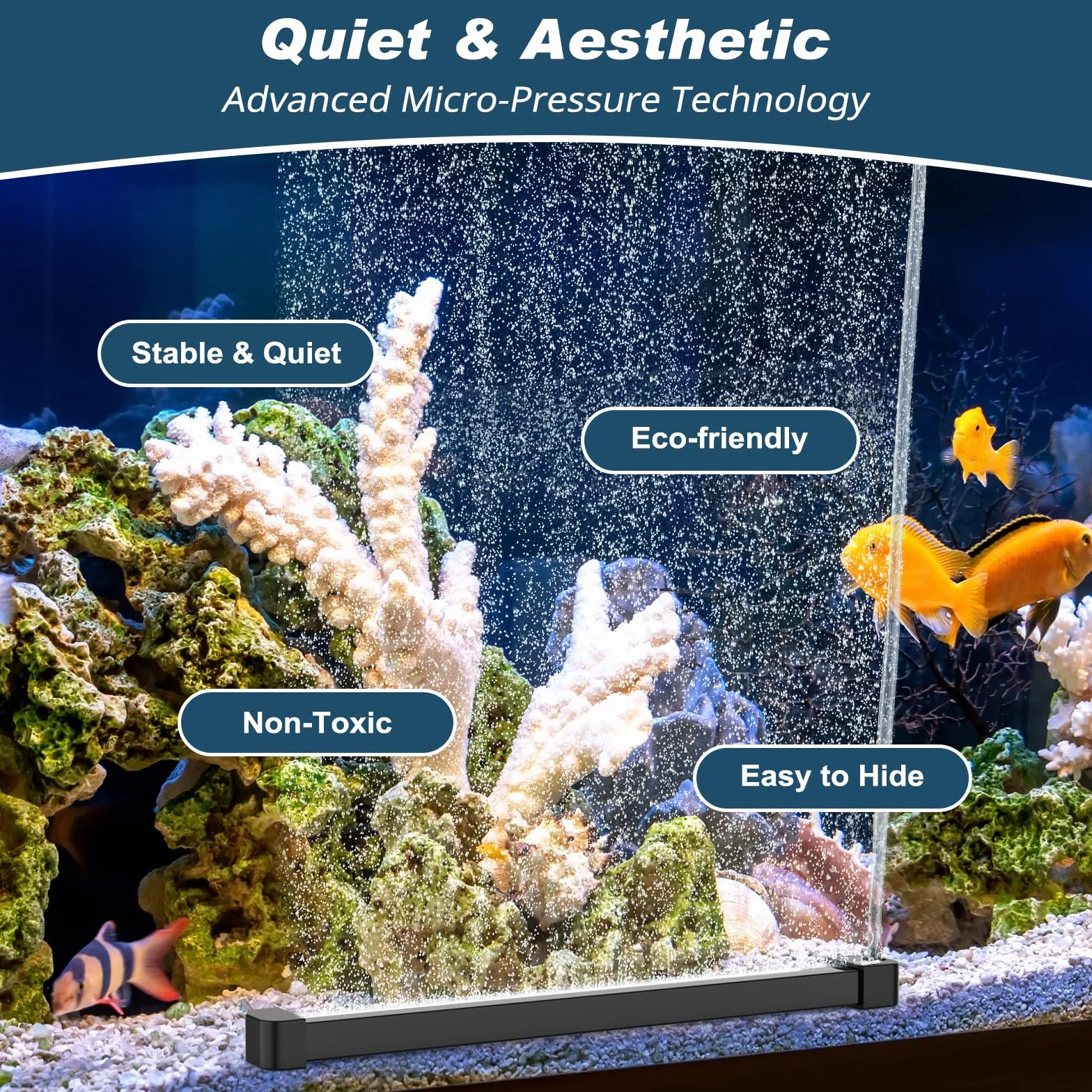 Hygger Pierre à Air pour Aquarium 25cm 2 Pièces, Bande de Bulles d'Oxygène, Diffuseur d'Air avec Tuyau pour Eau Douce et Salée