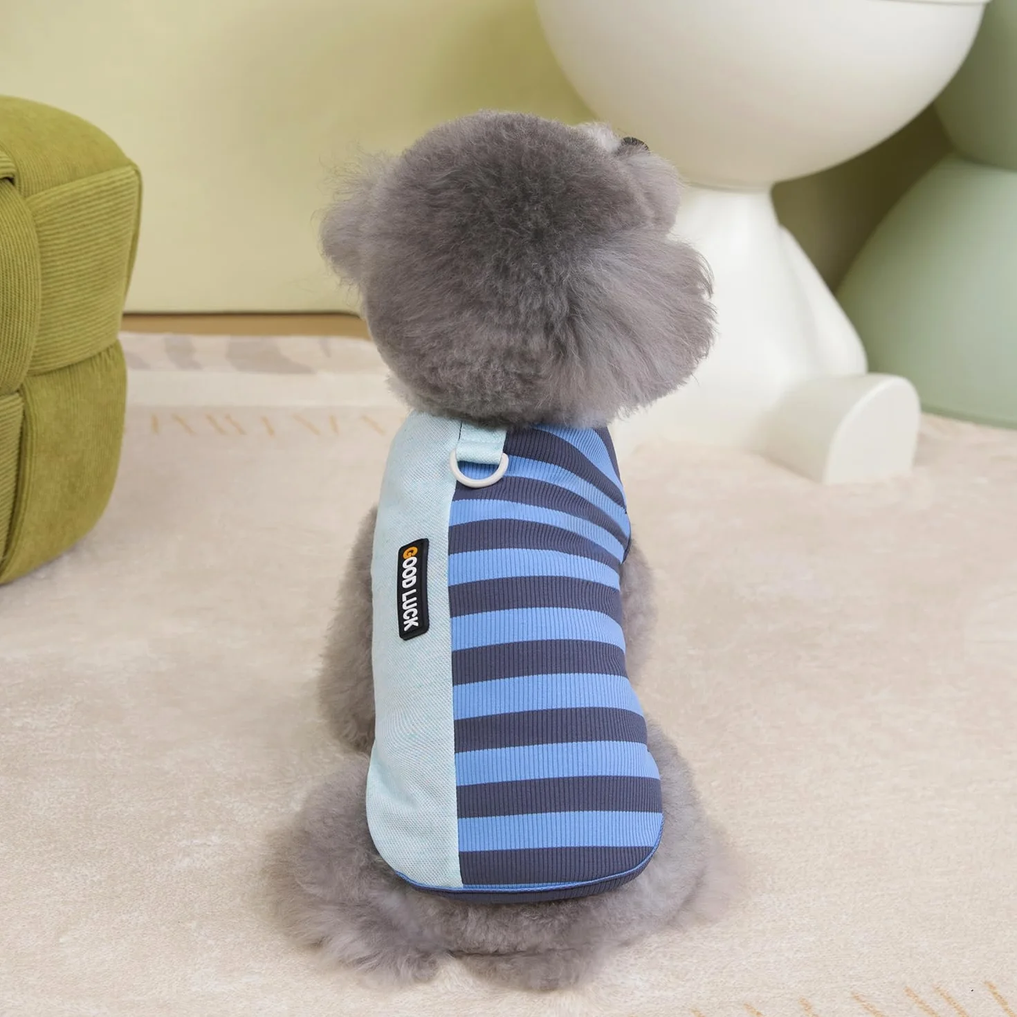 Izefia Gilet Débardeur T Shirt Chien Respirant Coton Rayure Arc-en-Ciel Été