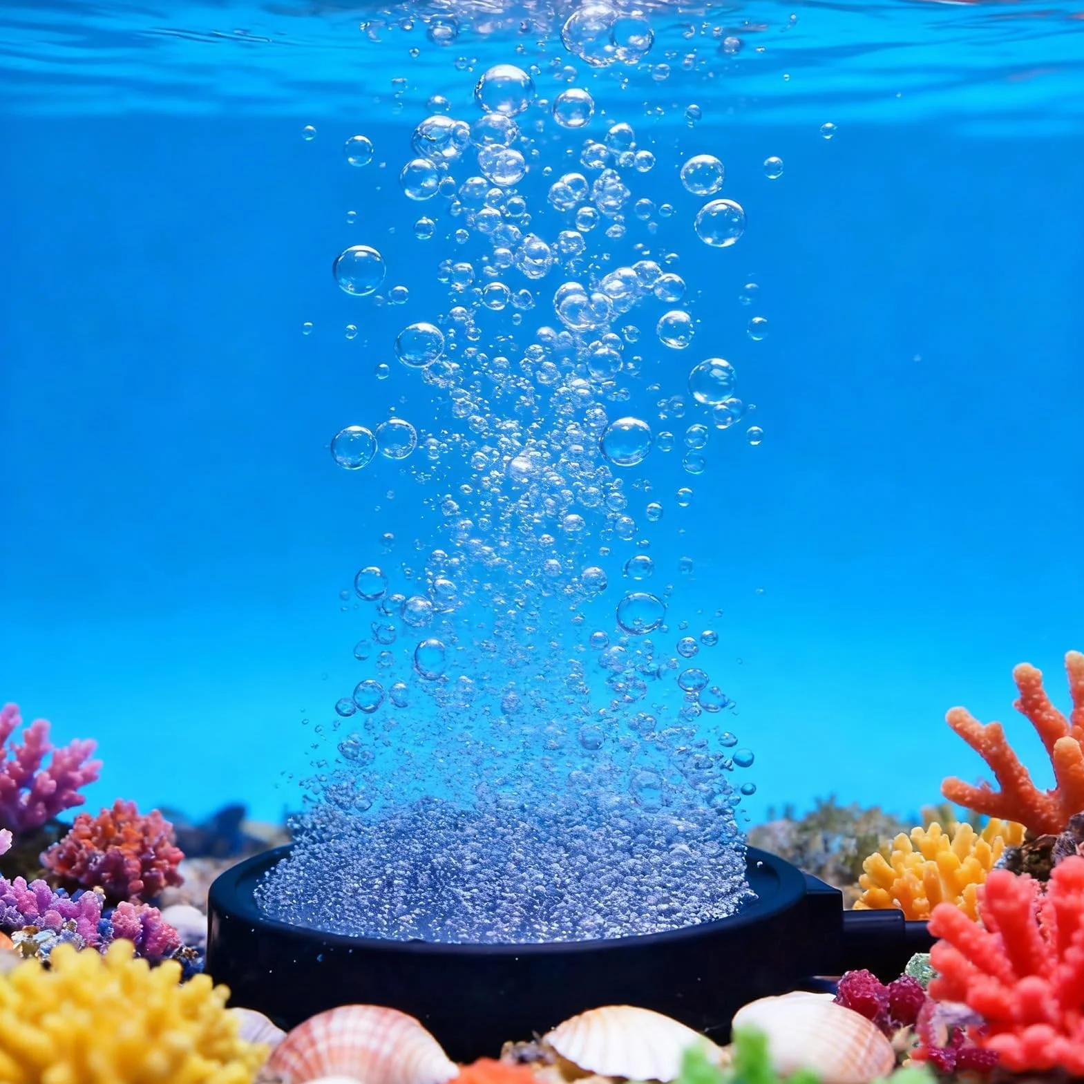 Pierre à Air pour étangs 10 cm Bulleur Aquarium Grand Disque Tuyau 4 mm / 8 mm avec Ventouses