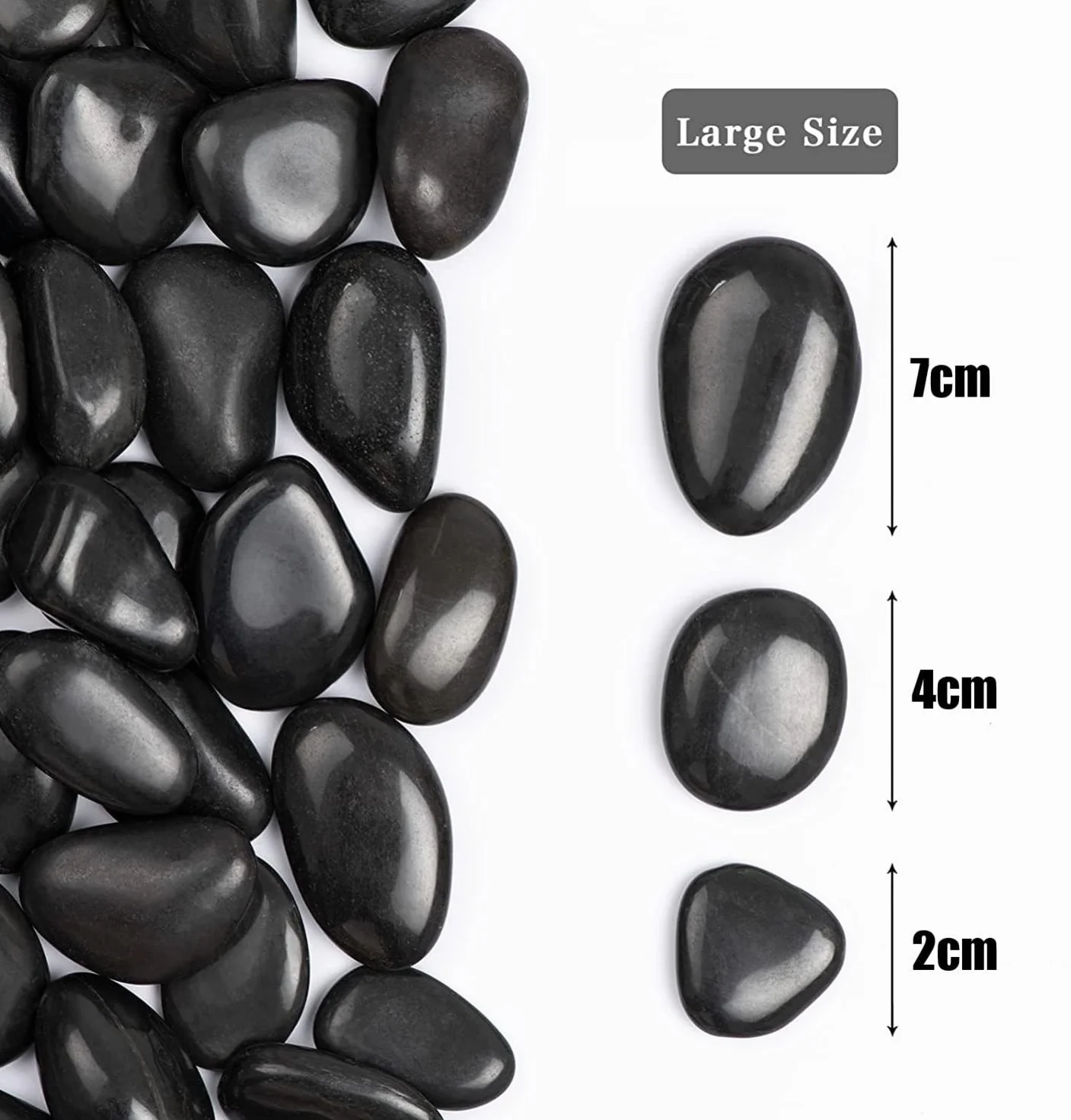 Galets Naturels Noirs 1kg Pierres de Rivière Polies Décoratives pour Aquarium Plantes Bambou Vase Jardin