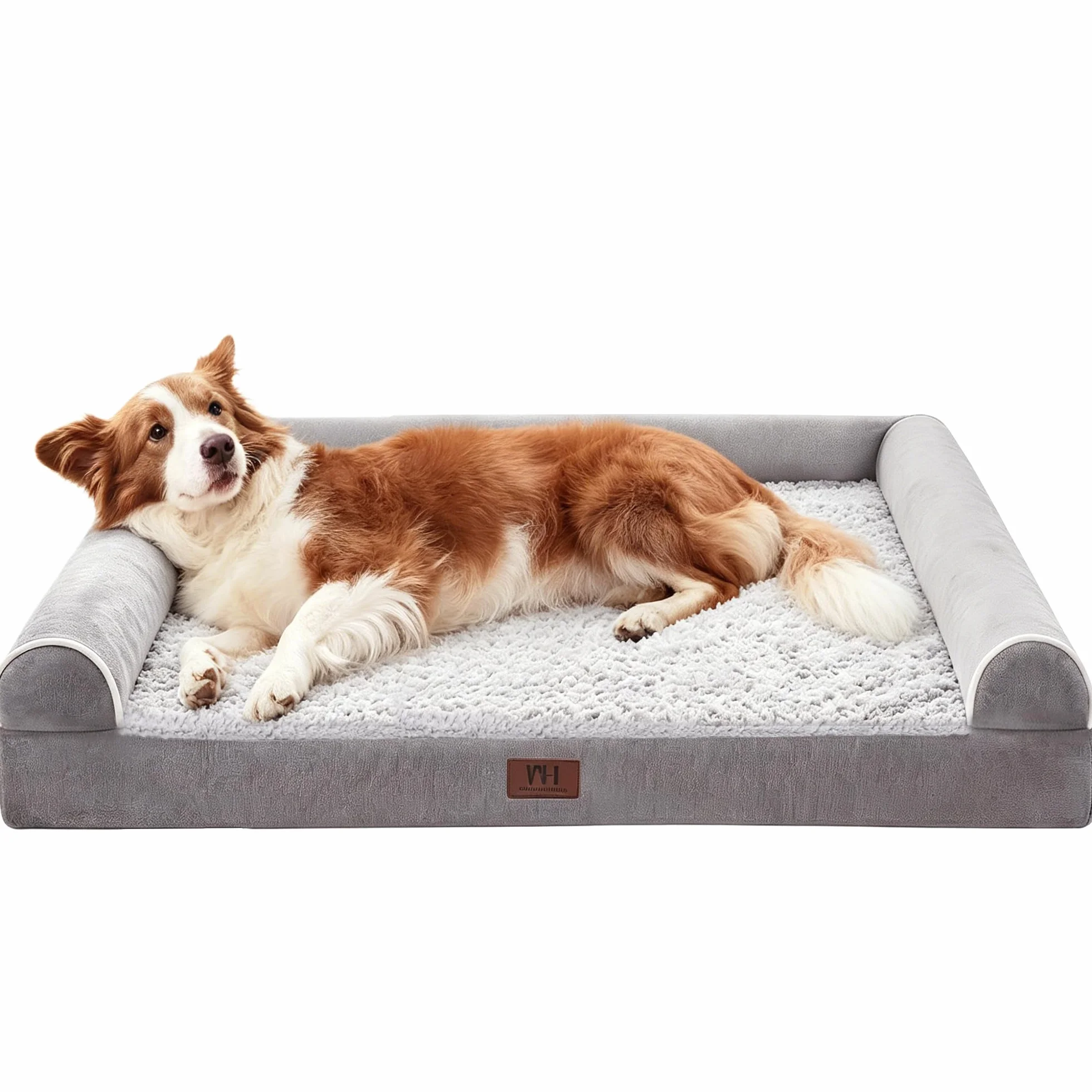 Grand lit orthopédique pour chien WESTERN HOME taille XL imperméable housse amovible lavable fond antidérapant gris