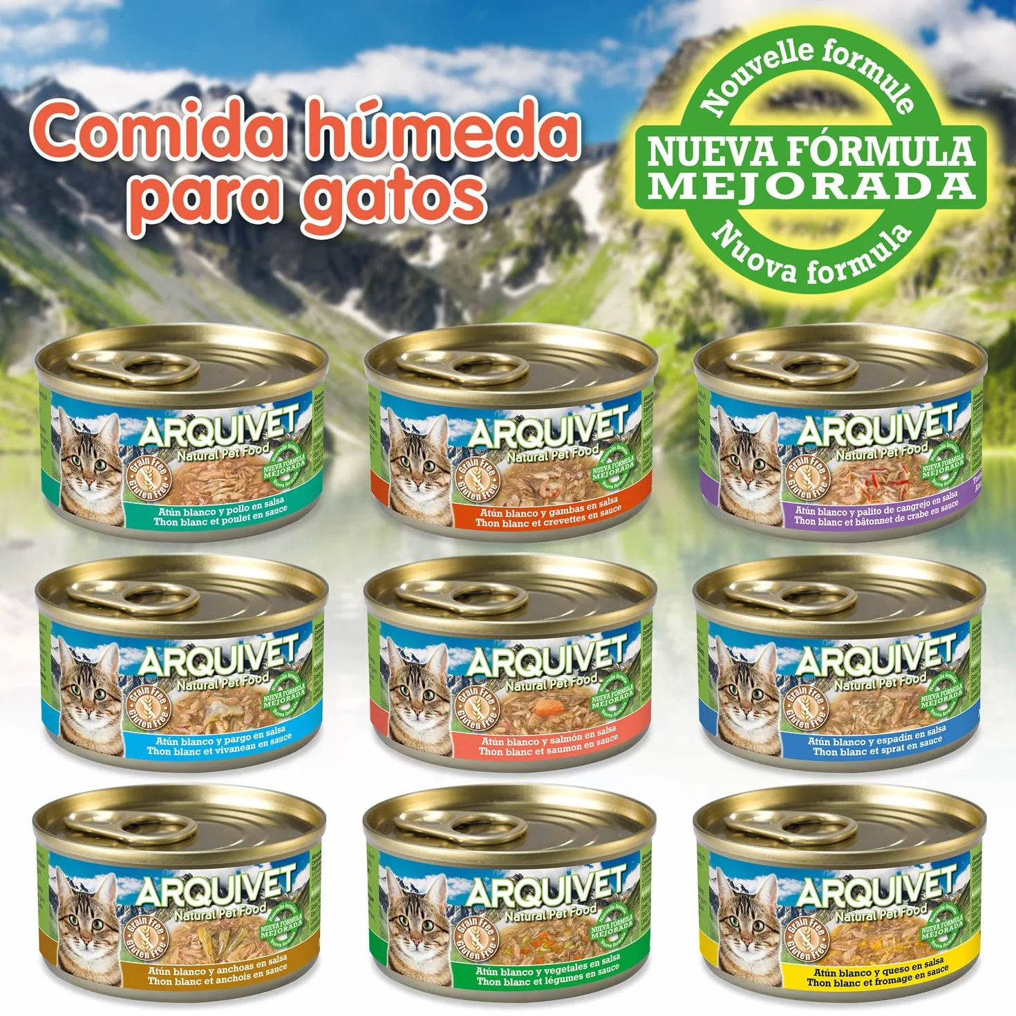 ARQUIVET Pack 24 unités Thon blanc et anchois en sauce 80g Aliments humides pour chats