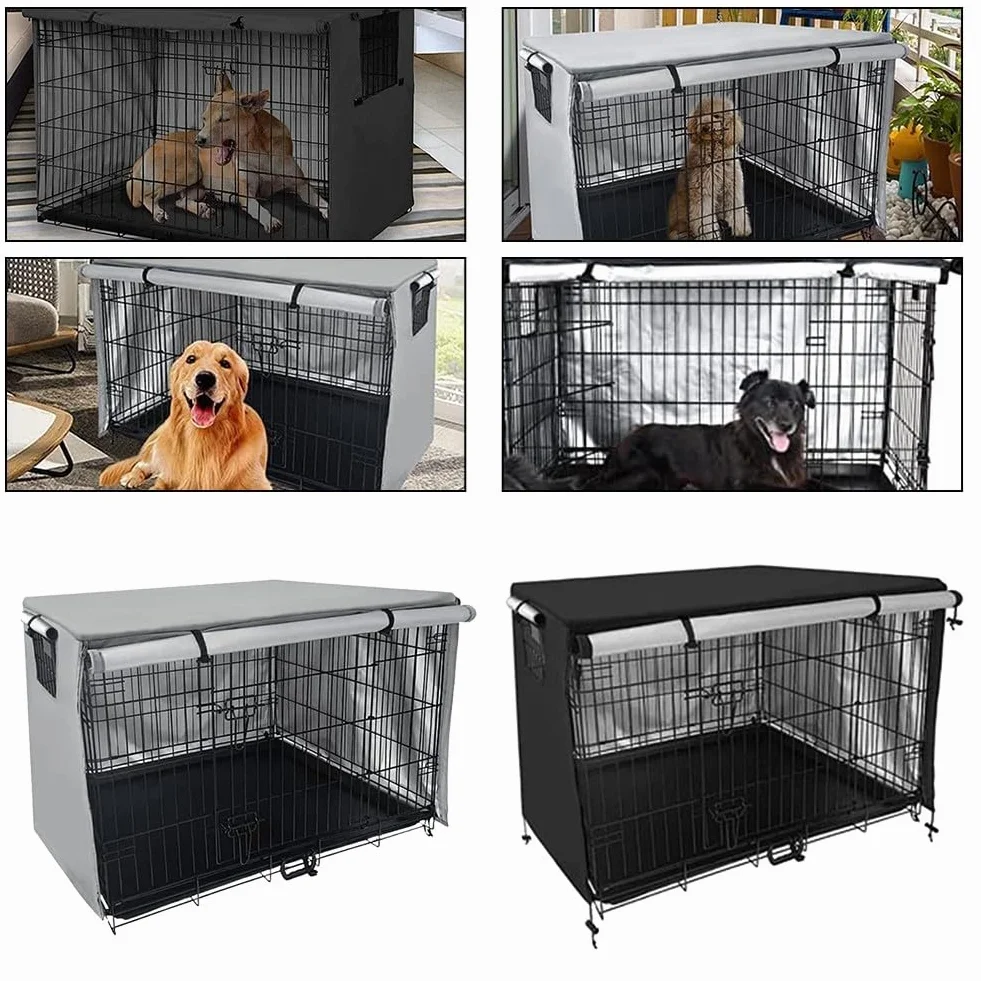 Housse de cage pour chien grande taille extérieure en tissu Oxford imperméable thermique coupe-vent