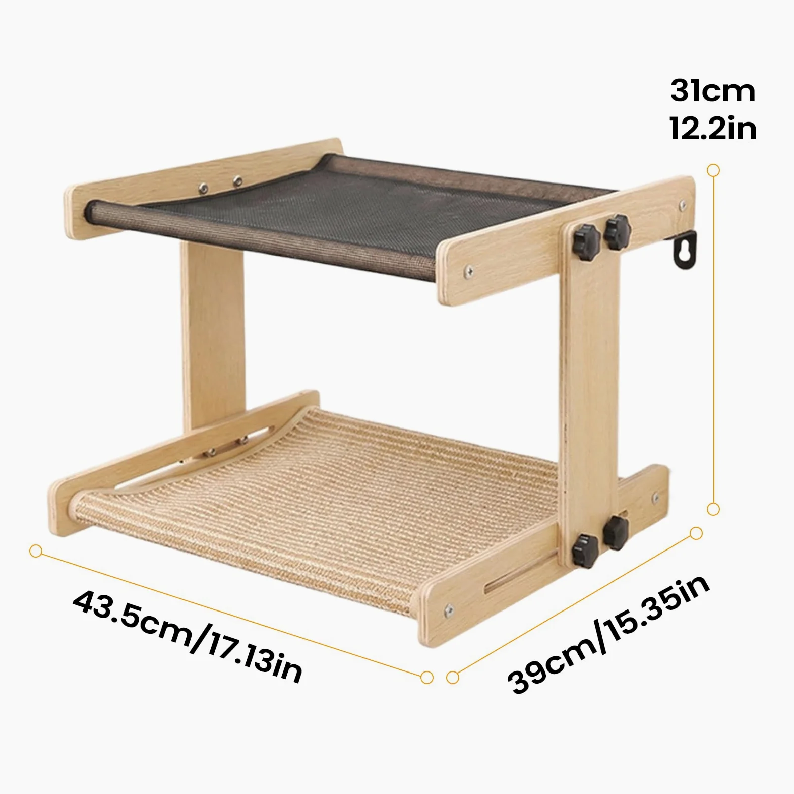 Perchoir Chat Chevet Hamac suspendu en bois pour animaux de compagnie | Perchoir suspendu pour chat Pour maison, appartement, salon, chambre, balcon, bureau, table de chevet, rebord de