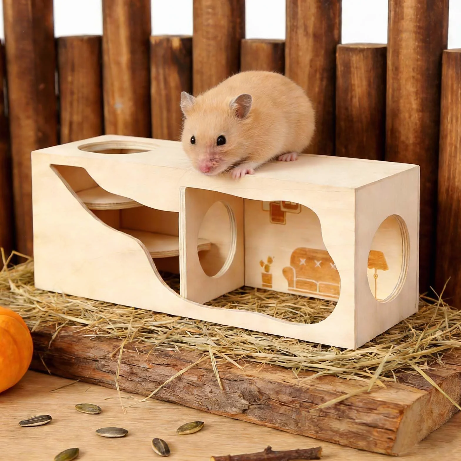 Maison à Hamster en Bois, Maison Cochon d'Inde Bois, Maison en Bois pour Hamster, Maison de Hamster pour Gerbilles, Maison Hamster, Convient aux Hamsters Nains, aux gerbilles et aux Souris.