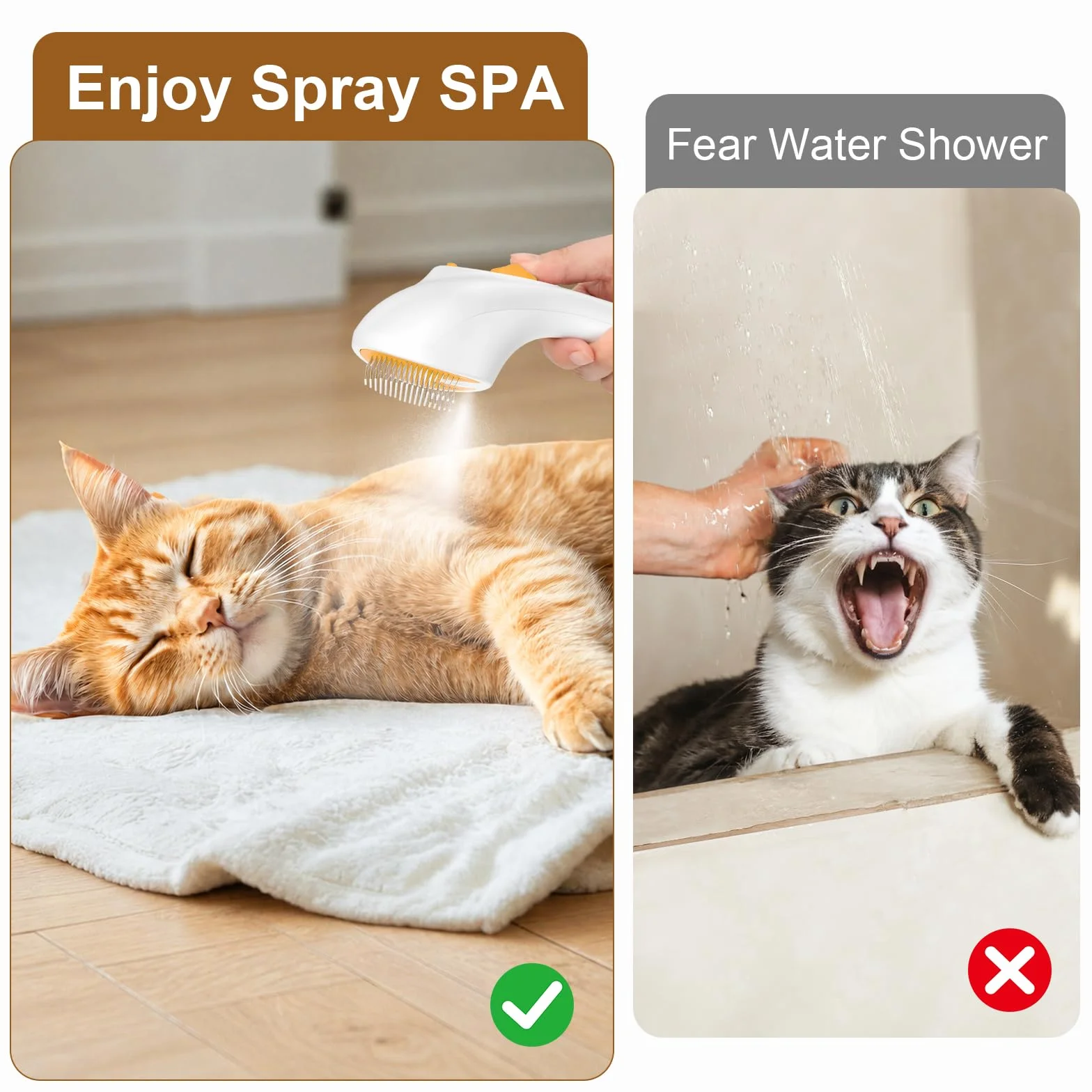 Brosse Vapeur Rechargeable pour Chat et Chien avec Bouton de Déverrouillage, Design Ultra-Silencieux, Poignée Confortable (Jaune)