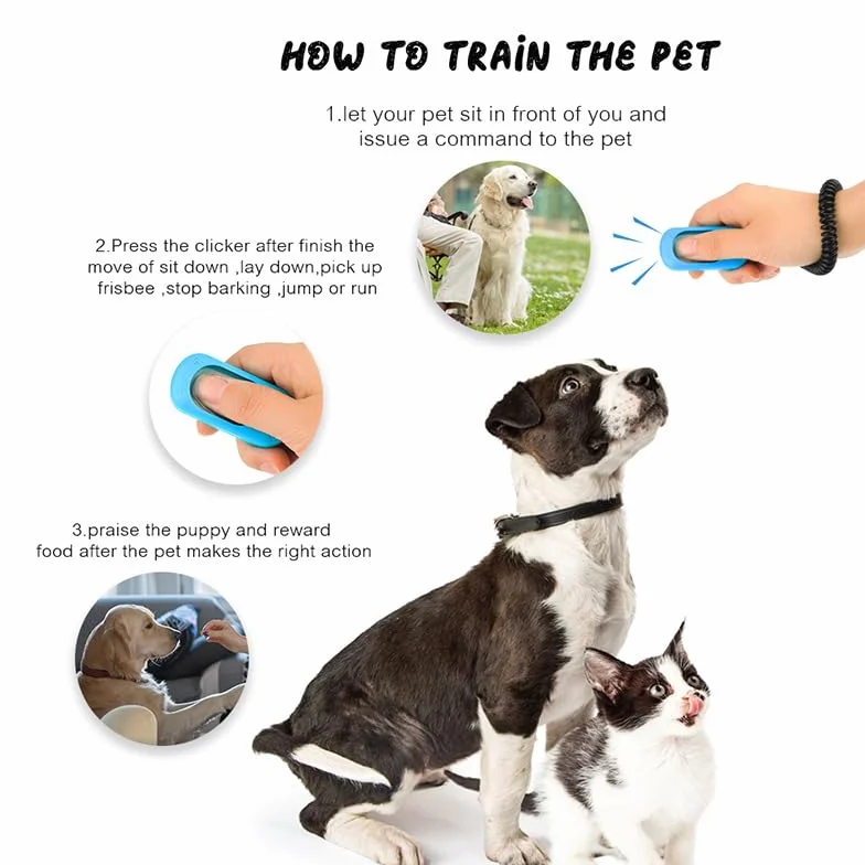 Clicker pour chien, 5, durable, portable, outil d'entraînement interactif avec bout des doigts, clicker d'entraînement avec extension, convient également pour les chats et les chevaux
