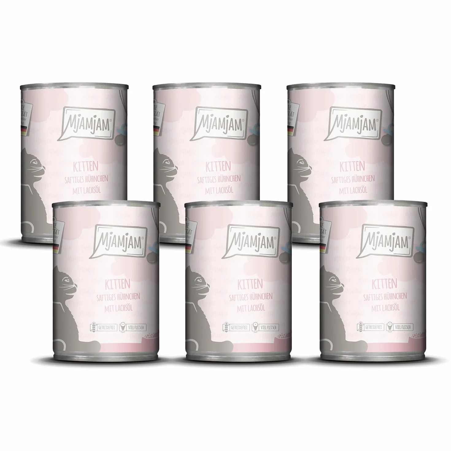 MjAMjAM nourriture humide chat poulet juteux chaton huile de saumon pack 6 x 400 g sans céréales