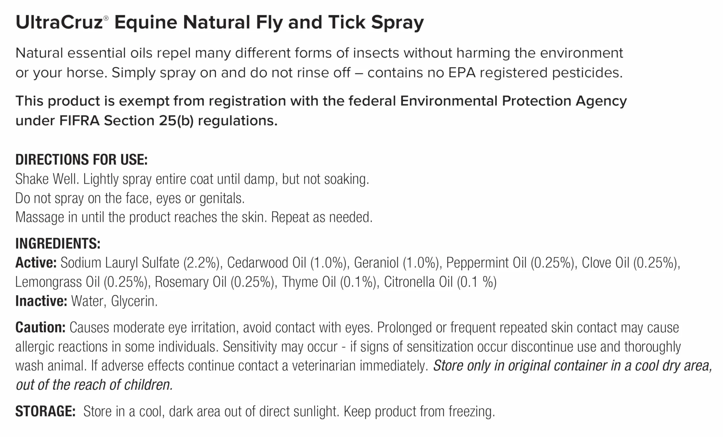 UltraCruz Equine Natural Spray anti-mouches et tiques 473 ml