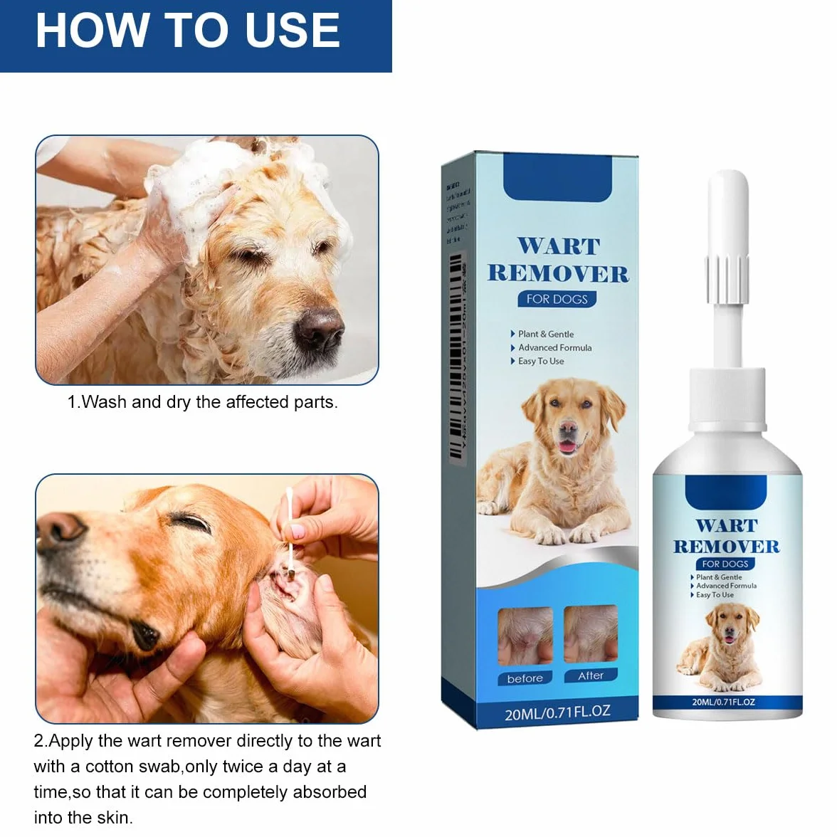 Crème pour Animaux de Compagnie pour Chiens et Chats, Éliminateur de Verrues Naturel, 20 ML