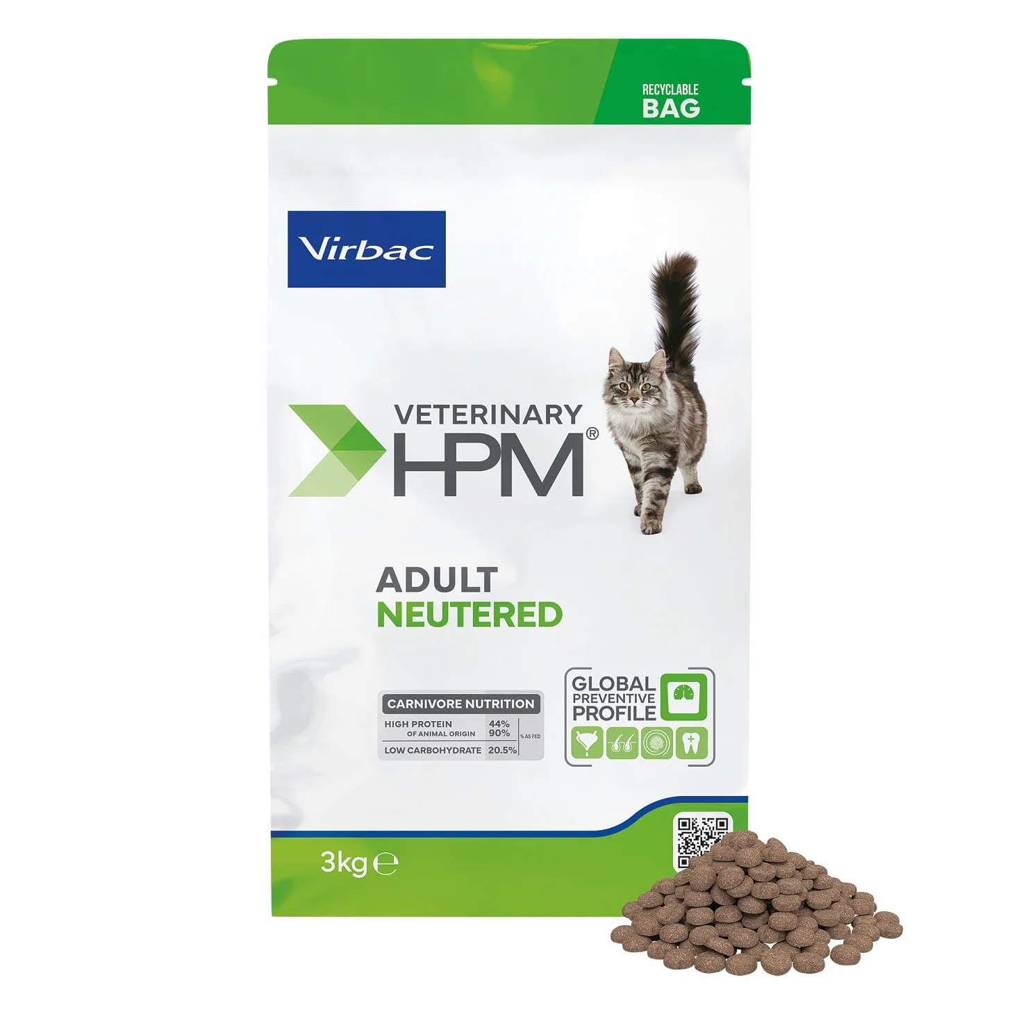 Virbac Vet Hpm Cat Ad Neutered Nourriture 3 kg pour Chat