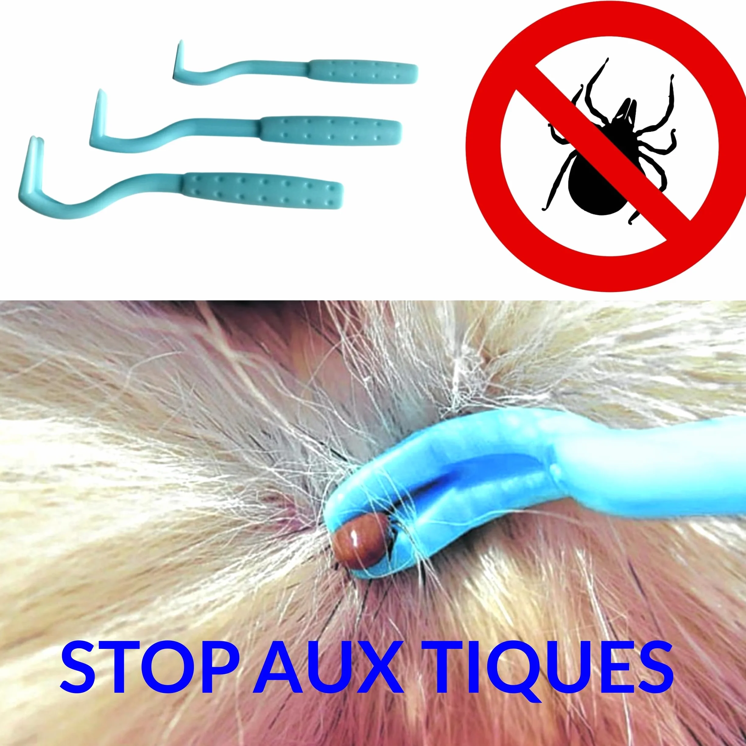 Tire Tique Pince a Tique et Crochets Anti tiques pour Chat Chien Humain. Tick Remover Produit à Tique, Antiparasitaire Retire/enlève/supprime/Attrape parasites, Kit de Crochet 4 pcs 3 Tailles
