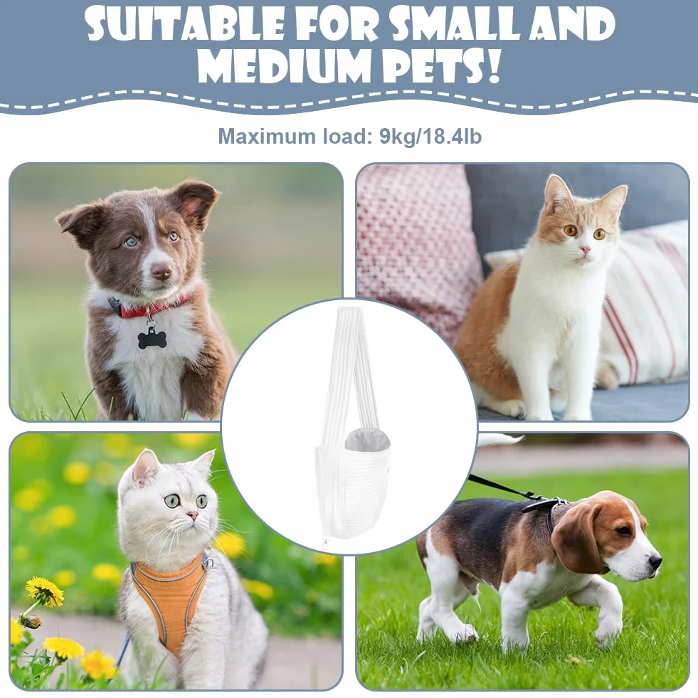 Sac de Transport pour Chien Chat Jusqu'à 9 kg avec Grandes Poches Extérieur Voyages Métro Blanc