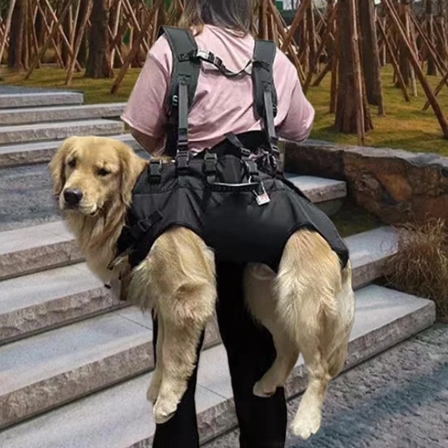 Harnais de Levage pour Chien Portable et Réglable - Sac de Transport Horizontal - Vêtements Multifonctions pour Voyage, Randonnée