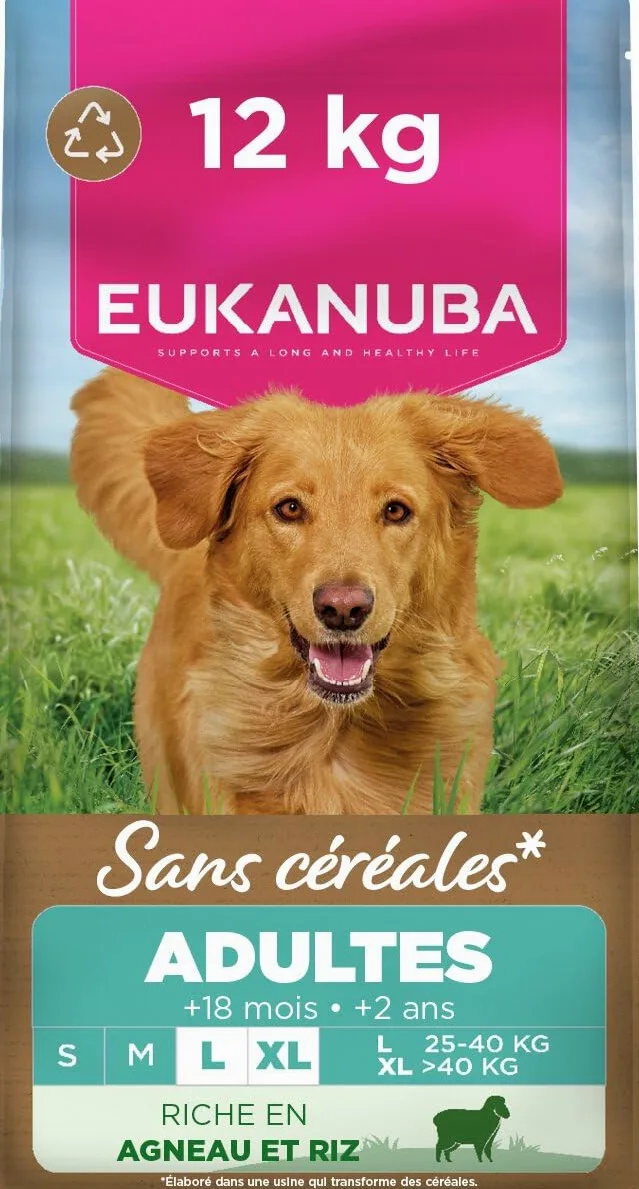 EUKANUBA Chien Adulte Grande Race sans Céréales Agneau 12 kg