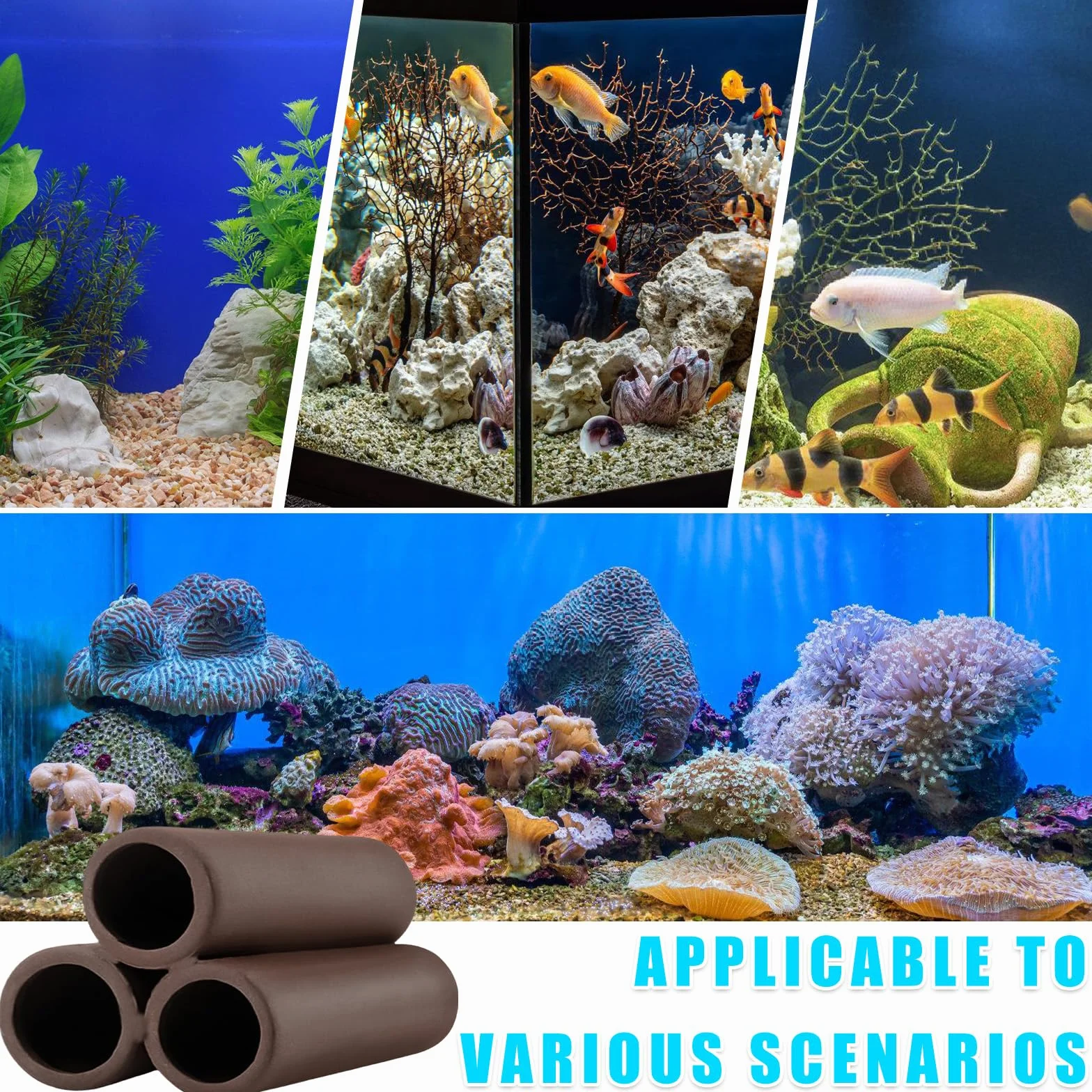 Cachette en céramique pour aquarium Lot de 4 accessoire réservoir poissons décoration grotte crevettes