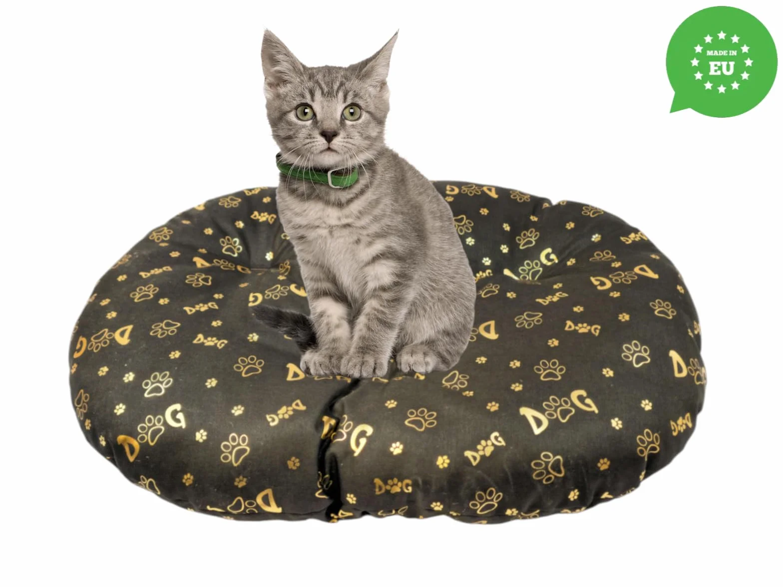 Coussin Ovale pour Chien et Chat 60 x 40 cm Marron Foncé Lit Lavable