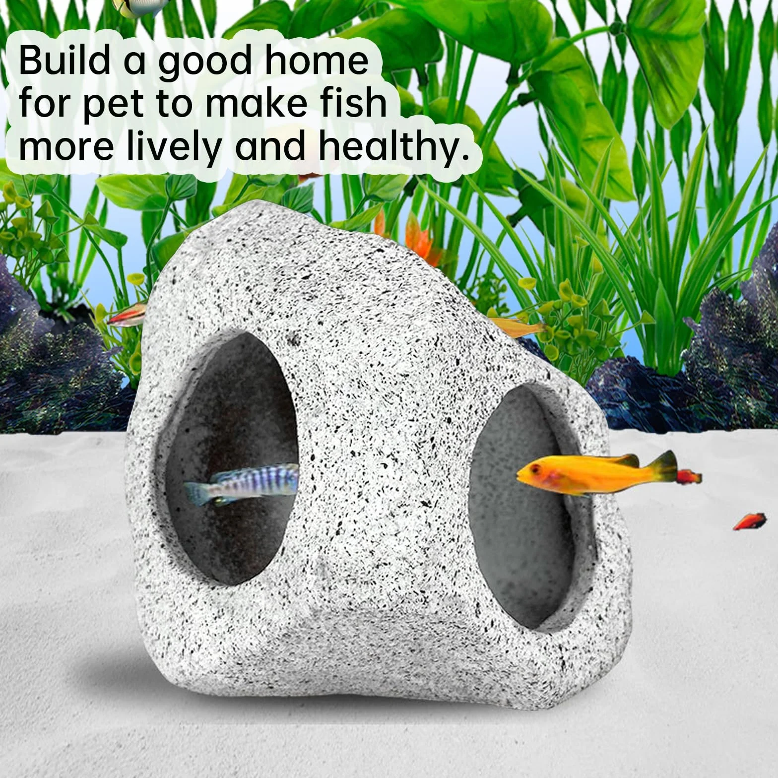 Roches pour Aquarium, Cachette pour Poisson Céramique Décorative (A)