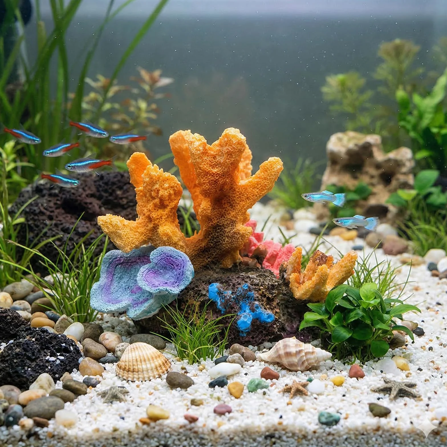 Coraux de Décoration pour Aquarium, Ornements de Récifs Coralliens Artificiels en Résine