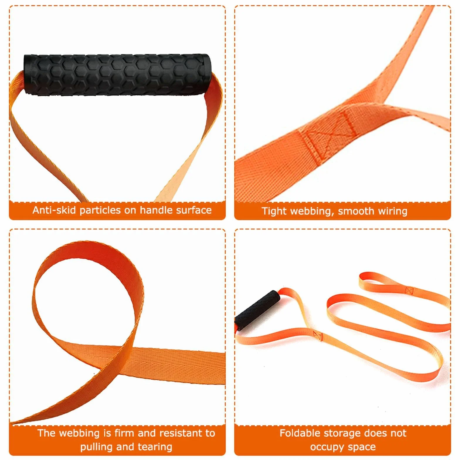 Sangle de Traînée de Cerf Orange 4 Pcs avec Poignée, Corde de Traction pour Cerf, Accessoires de Chasse