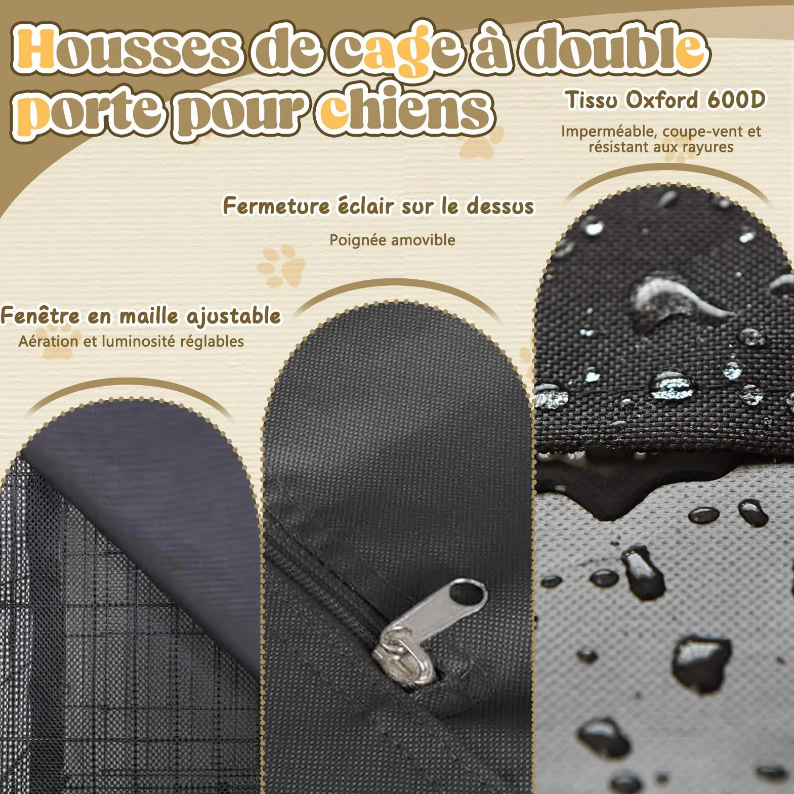 VINGVO Housse de Cage pour Chien 600D Imperméable Durable Universelle 42in