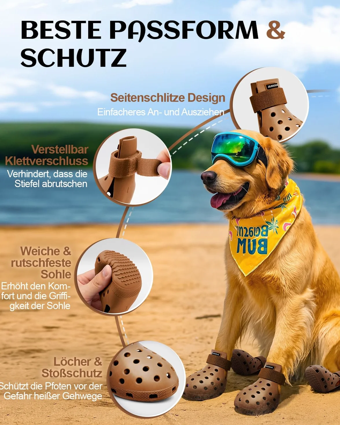 Bottes pour chien antidérapantes imperméables petites moyennes grandes tailles protections pattes faciles à mettre enlever